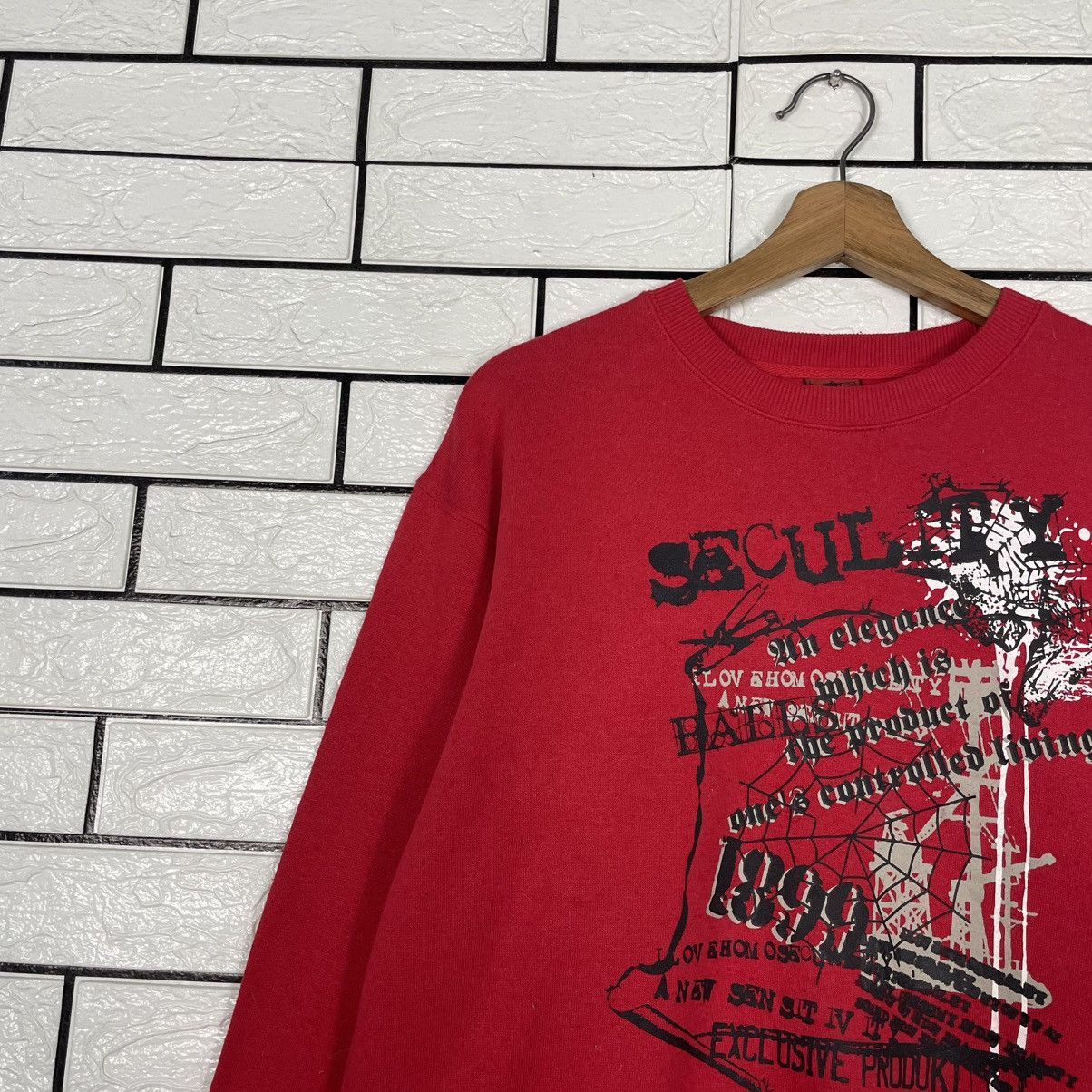 Japanese Brand Seculity Big Print Red Sweatshirt Size US M / EU 48-50 / 2 - 6 Thumbnail