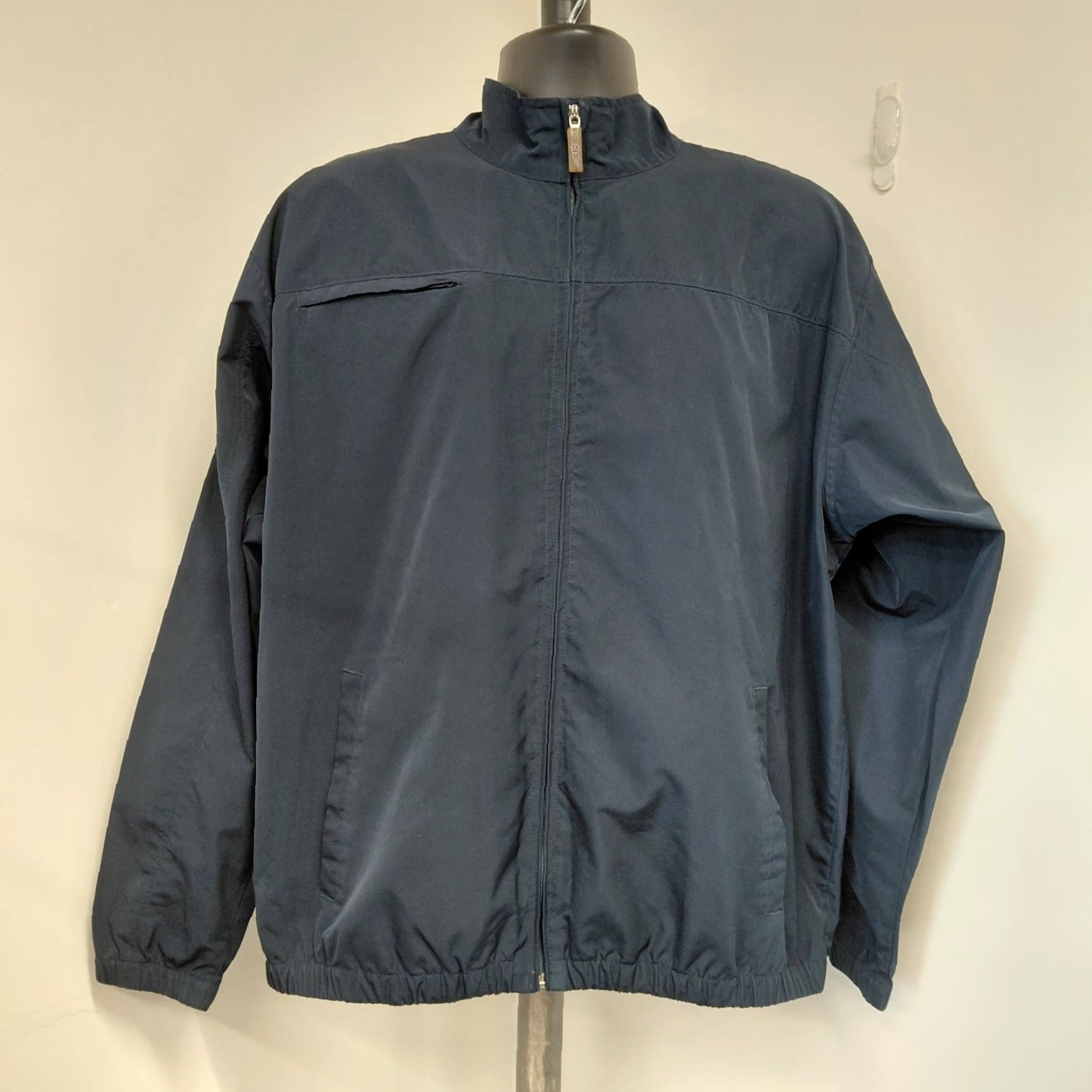 Vintage Straight Down Jacket Men L Blue Full Zip Letterman Bomber Soft Shell 90s 80s Classic Cars College Biker Mens Size US L / EU 52-54 / 3 - 2 Thumbnail
