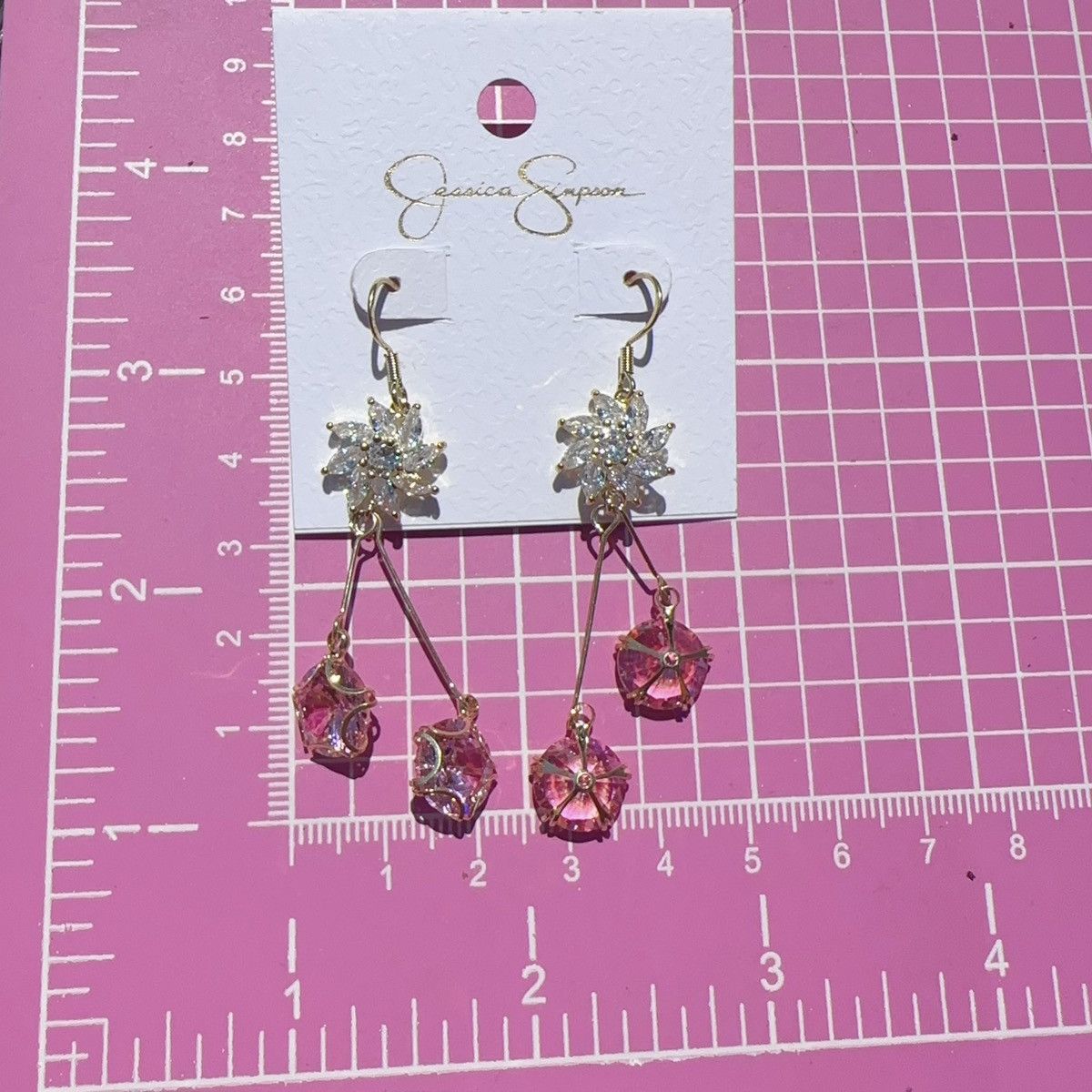 Jessica Simpson Jessica Simpson Earrings gold tone crystal flowers pink Size ONE SIZE - 7 Thumbnail