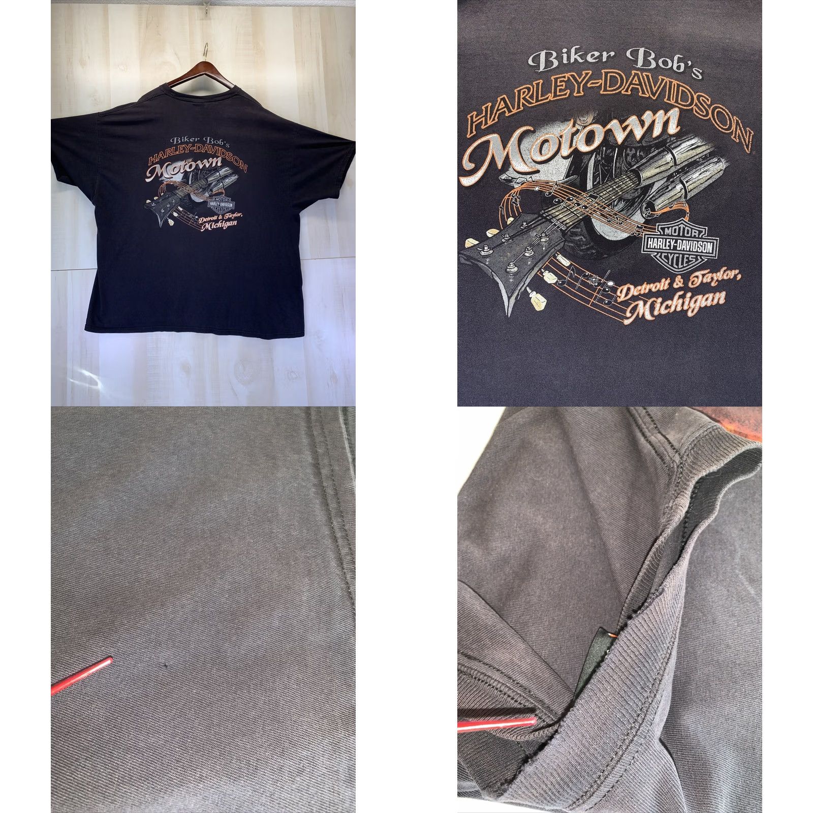 Harley Davidson VINTAGE Harley-Davidson Detroit Michigan 3D Pumpkin Skull Art Graphic T Shirt 3XL Mens Size US XXL / EU 58 / 5 - 8 Thumbnail