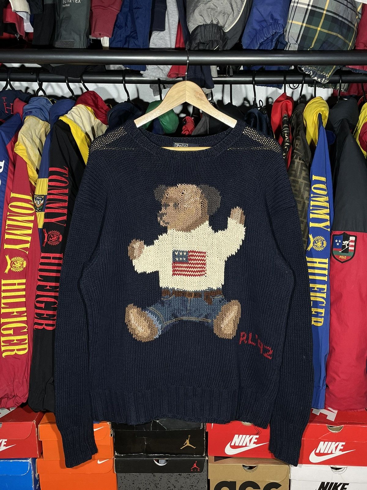Polo Ralph Lauren × Vintage Sweater Polo Bear Vintage 1992 Hand Knit Size US XL / EU 56 / 4 - 1 Thumbnail
