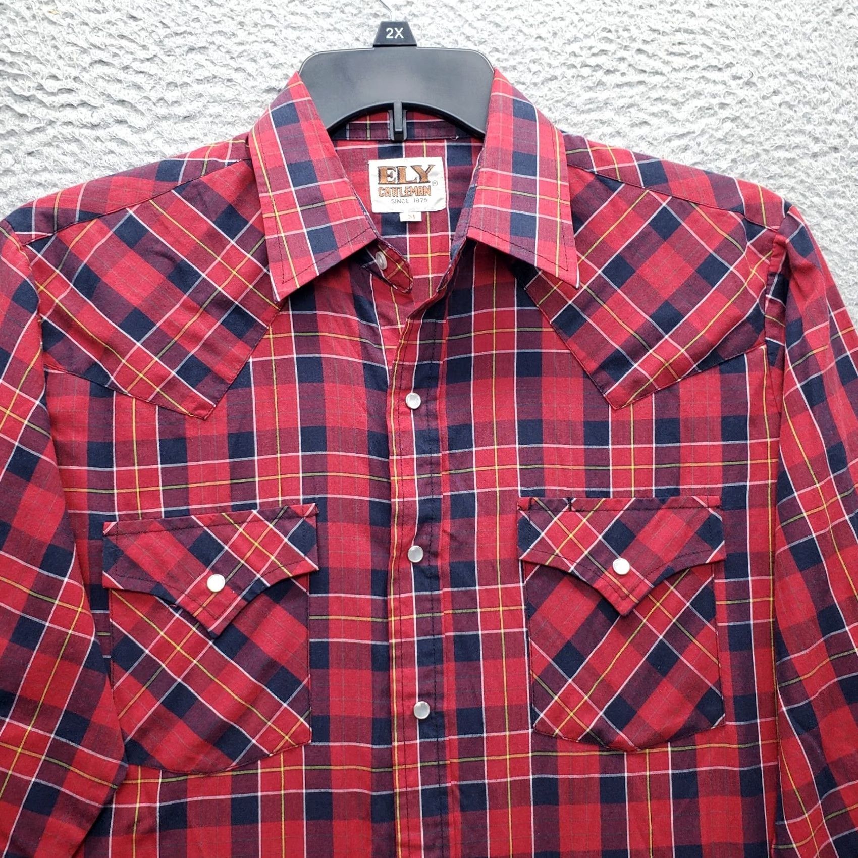 Vintage Ely Cattleman Western Shirt Mens M Multi Plaid Long Sleeve Pearl Snap Front EUC Size US M / EU 48-50 / 2 - 3 Thumbnail