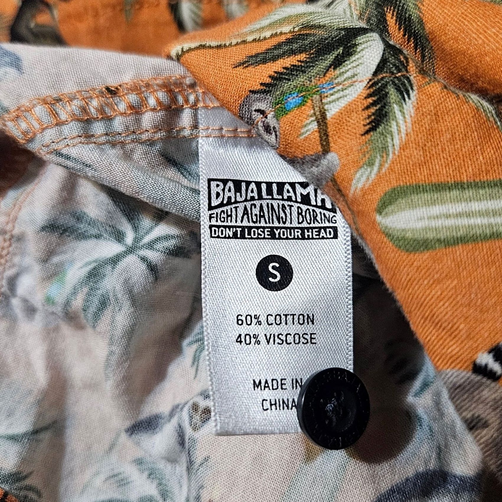 Vintage Baja Llama Shirt Mens Small Orange Geometric Bright Fight Against Boring Monkeys Size US S / EU 44-46 / 1 - 6 Thumbnail