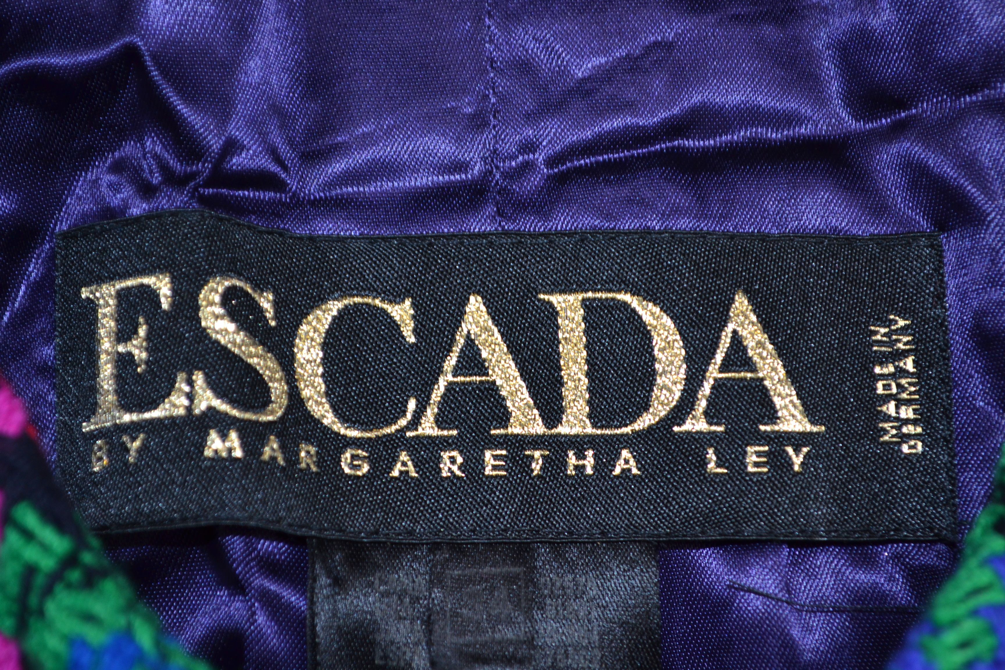 Escada Escada 80s Suit Blazer Skirt Jewel Plaid Tweed Jacket 34 Size XS / US 0-2 / IT 36-38 - 4 Thumbnail