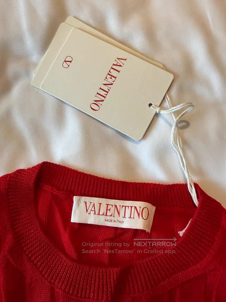 Valentino Valentino New Year's red belt knitted short sleeves Size XS / US 0-2 / IT 36-38 - 3 Thumbnail
