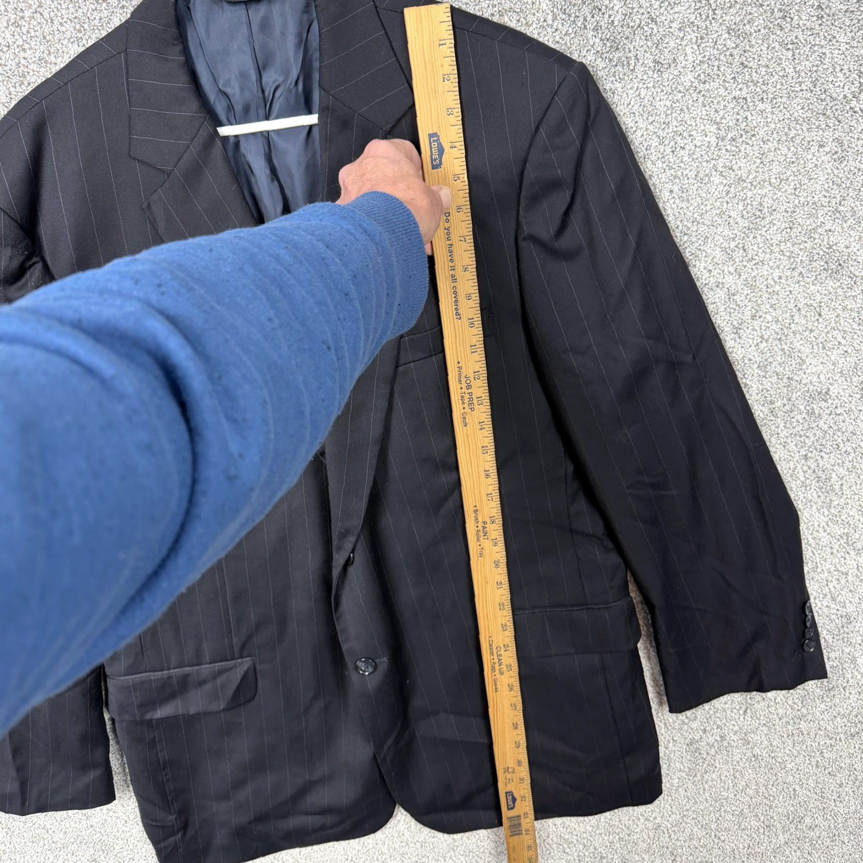 Jos. A. Bank Jos. A. Bank Blazer Mens 46L Black Pinstripe Wool Two Button Suit Jacket Formal Size 46R - 2 Thumbnail