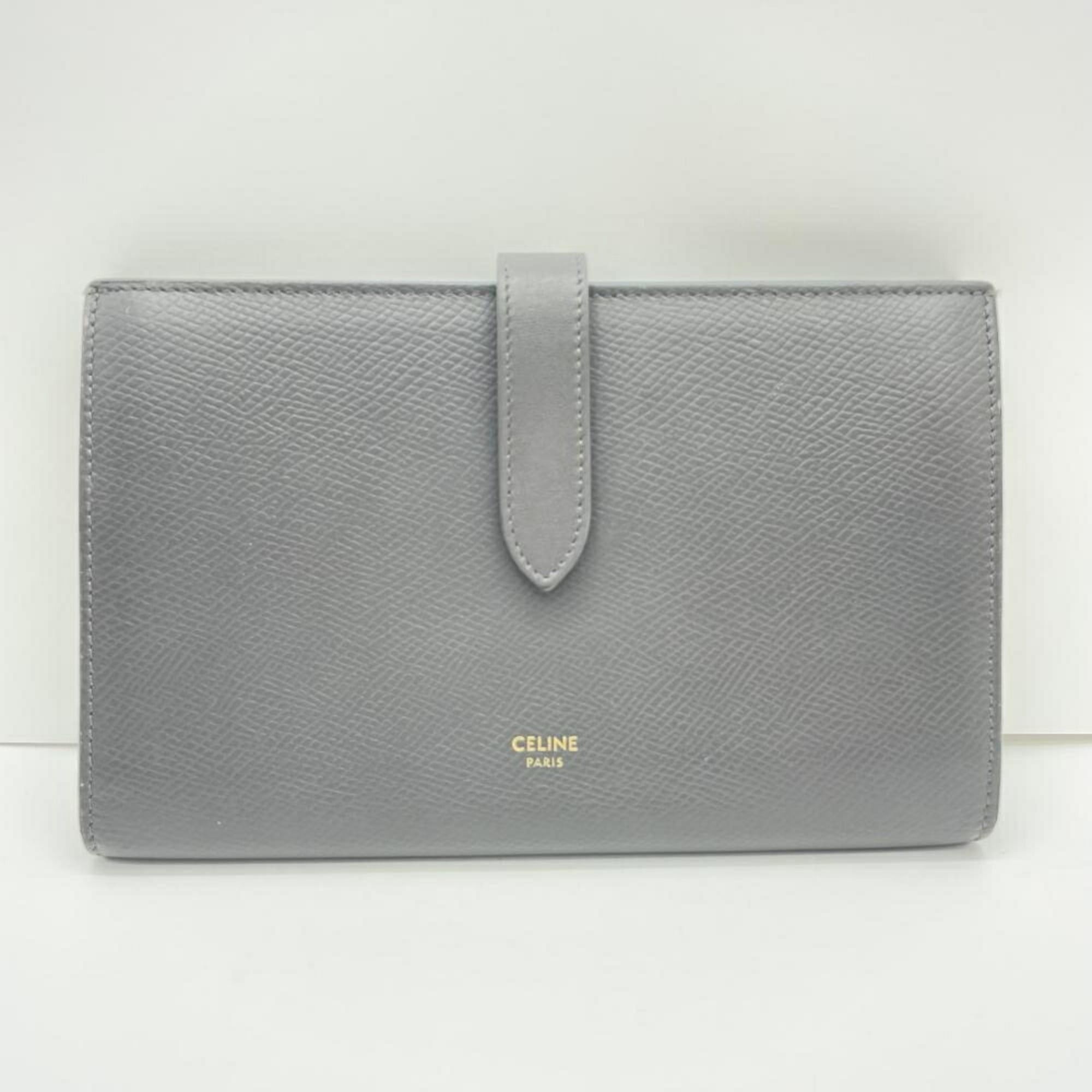 Celine CELINE Large Strap Wallet, Bi-fold Gray Size ONE SIZE - 1 Thumbnail