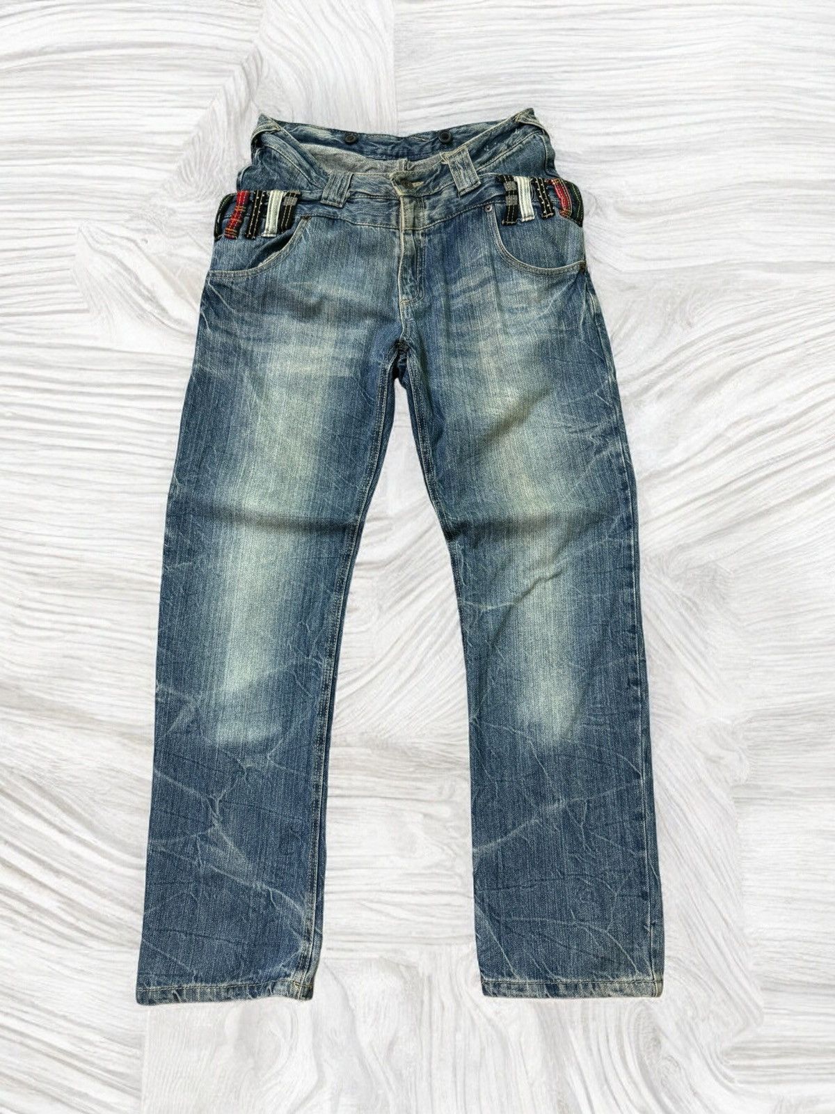Hysteric Glamour DOUBLE WAIST SUPER RARE DISTRESSED DENIM PANTS Size US 32 / EU 48 - 1 Thumbnail