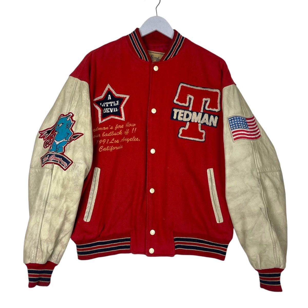 Tedman × Vintage 💥 90s TED COMPANY SPORT VARSITY JACKET BIG LOGO Size US XL / EU 56 / 4 - 1 Thumbnail