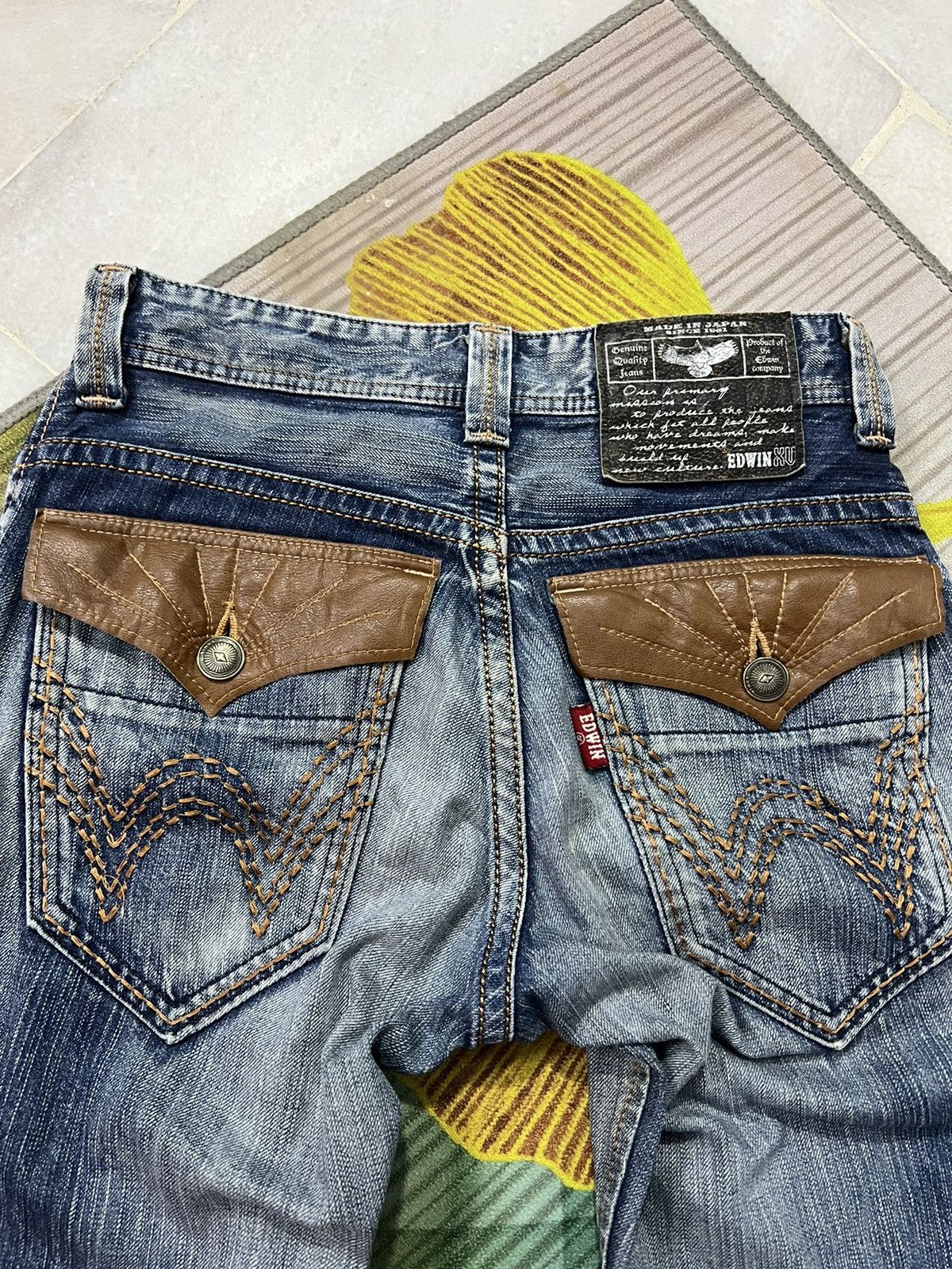 Japanese Brand VINTAGE EDWIN XV DISTRESSED FLARE BOOTCUT Size US 30 / EU 46 - 8 Thumbnail