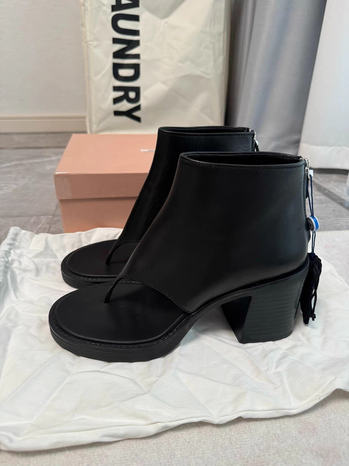 Miu Miu Miu Miu Square Heel Thong High Heel Wedge Slides K6 Size US 8.5 / IT 38.5 - 1 Thumbnail