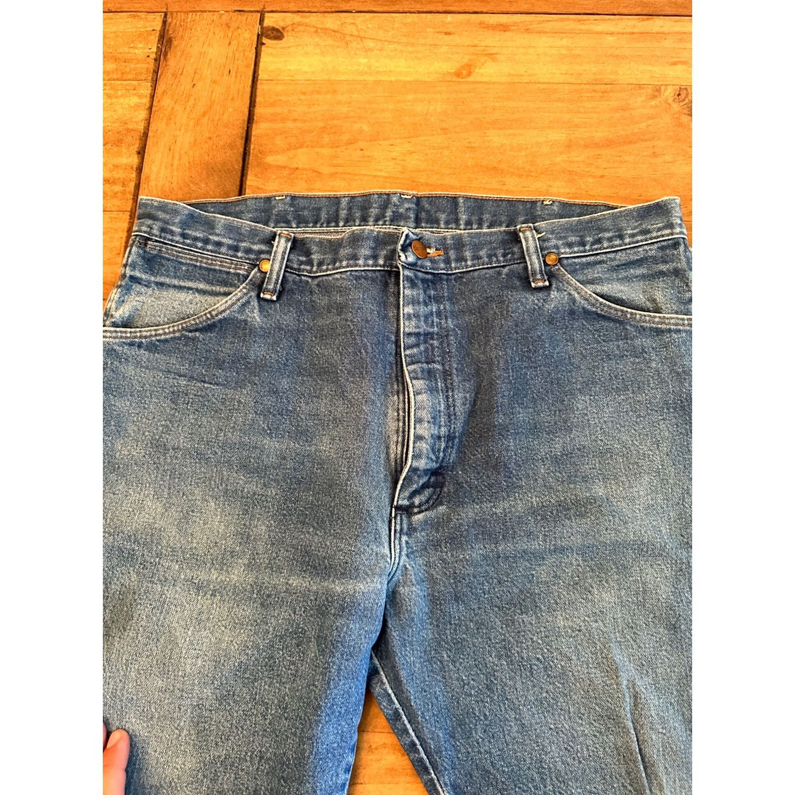 Wrangler VINTAGE Wrangler Jeans Cowboy Cut 36x30 USA Made Denim Blue Dark 5-Pocket Mens Western 80s 90s USA Mens Size US 36 / EU 52 - 5 Thumbnail