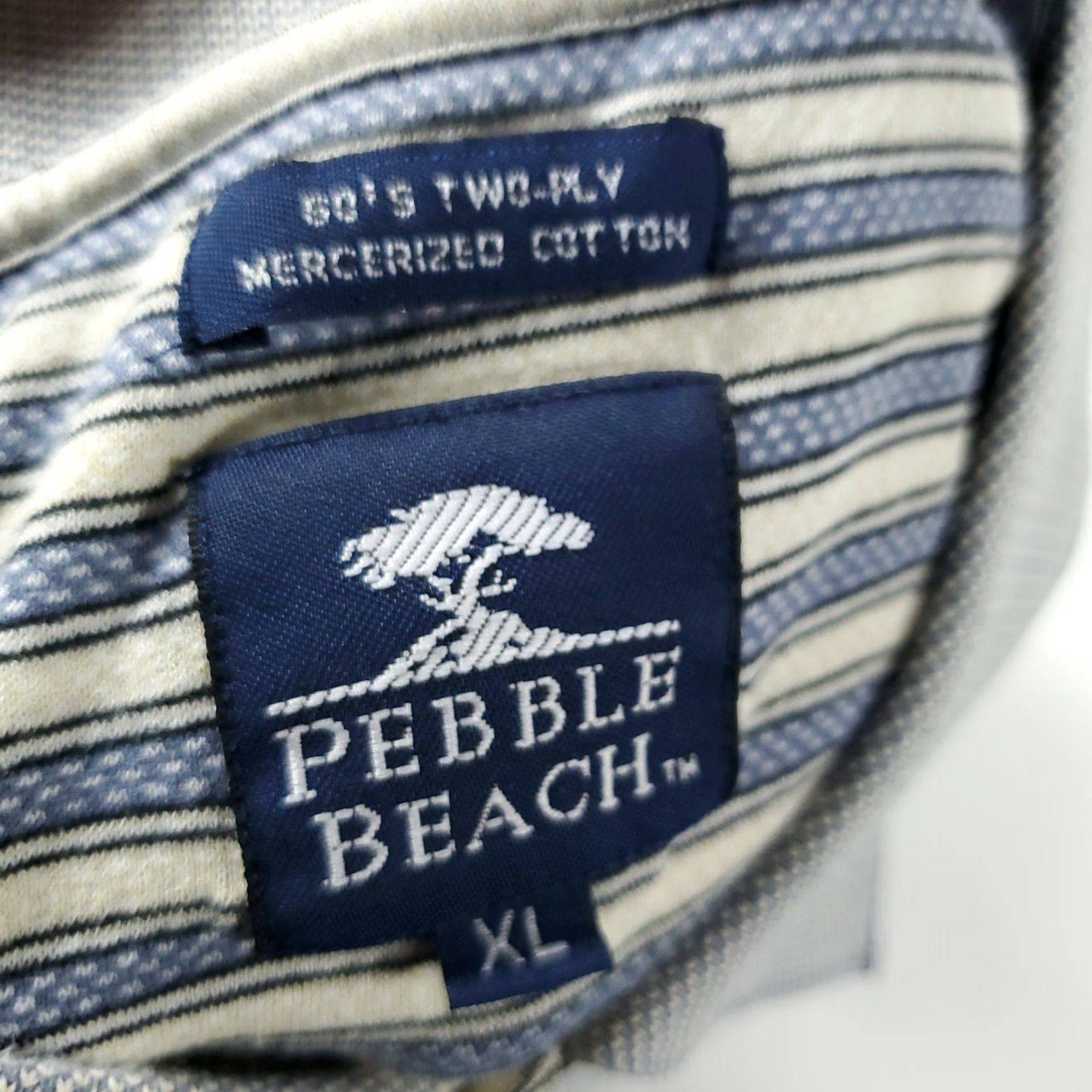 Vintage VINTAGE Pebble Beach Polo Shirt Gray Striped Polo Mens XL 100% Cotton Golf Preppy 60s Theme Men Size US XL / EU 56 / 4 - 7 Thumbnail