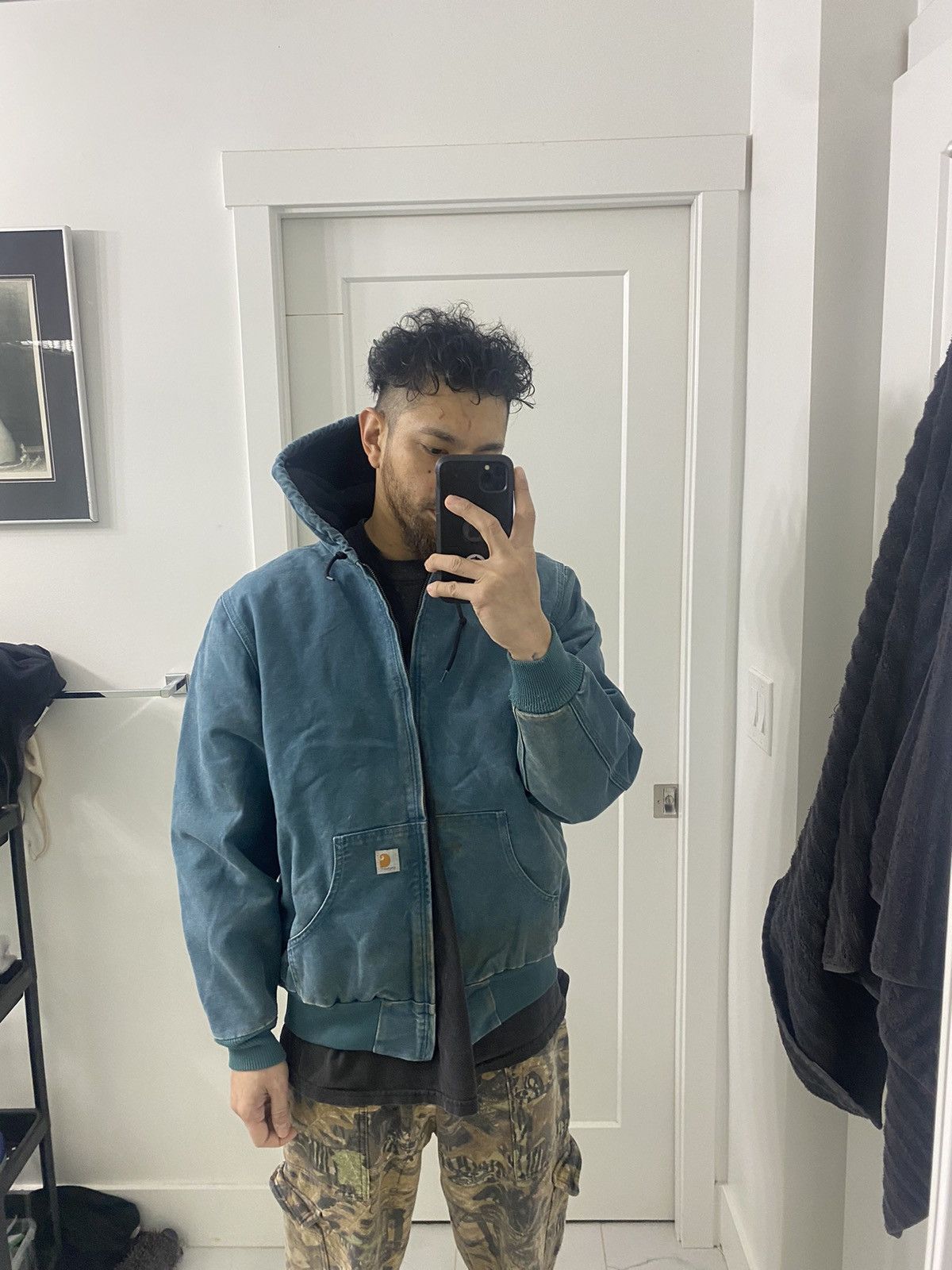 Carhartt × Vintage Vintage90s Carhartt Teal Quilted Active Hooded Jacket Size US M / EU 48-50 / 2 - 2 Thumbnail