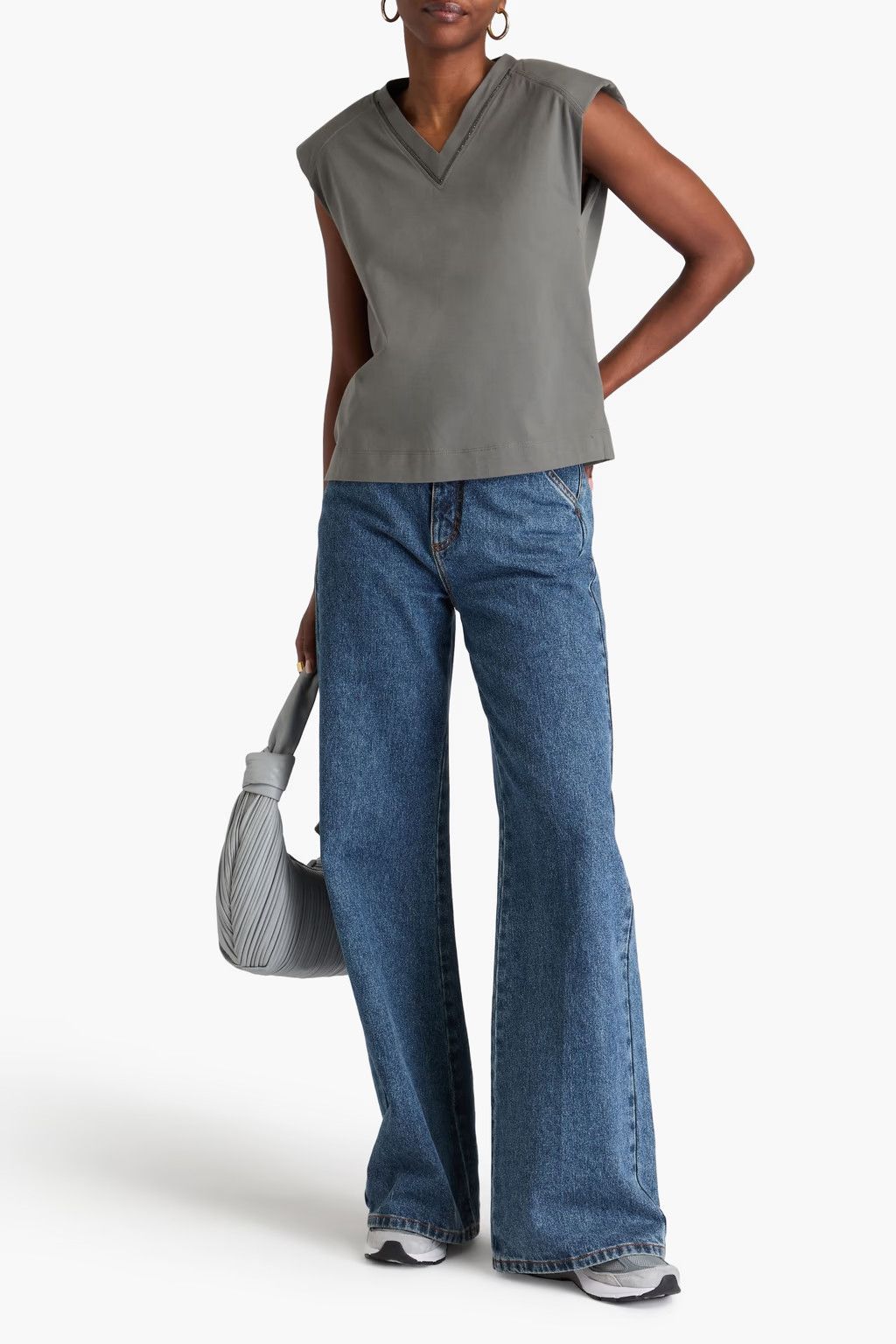 Brunello Cucinelli o1y0825 V-neck T-Shirt in Dark Gray Size M / US 6-8 / IT 42-44 - 2 Thumbnail