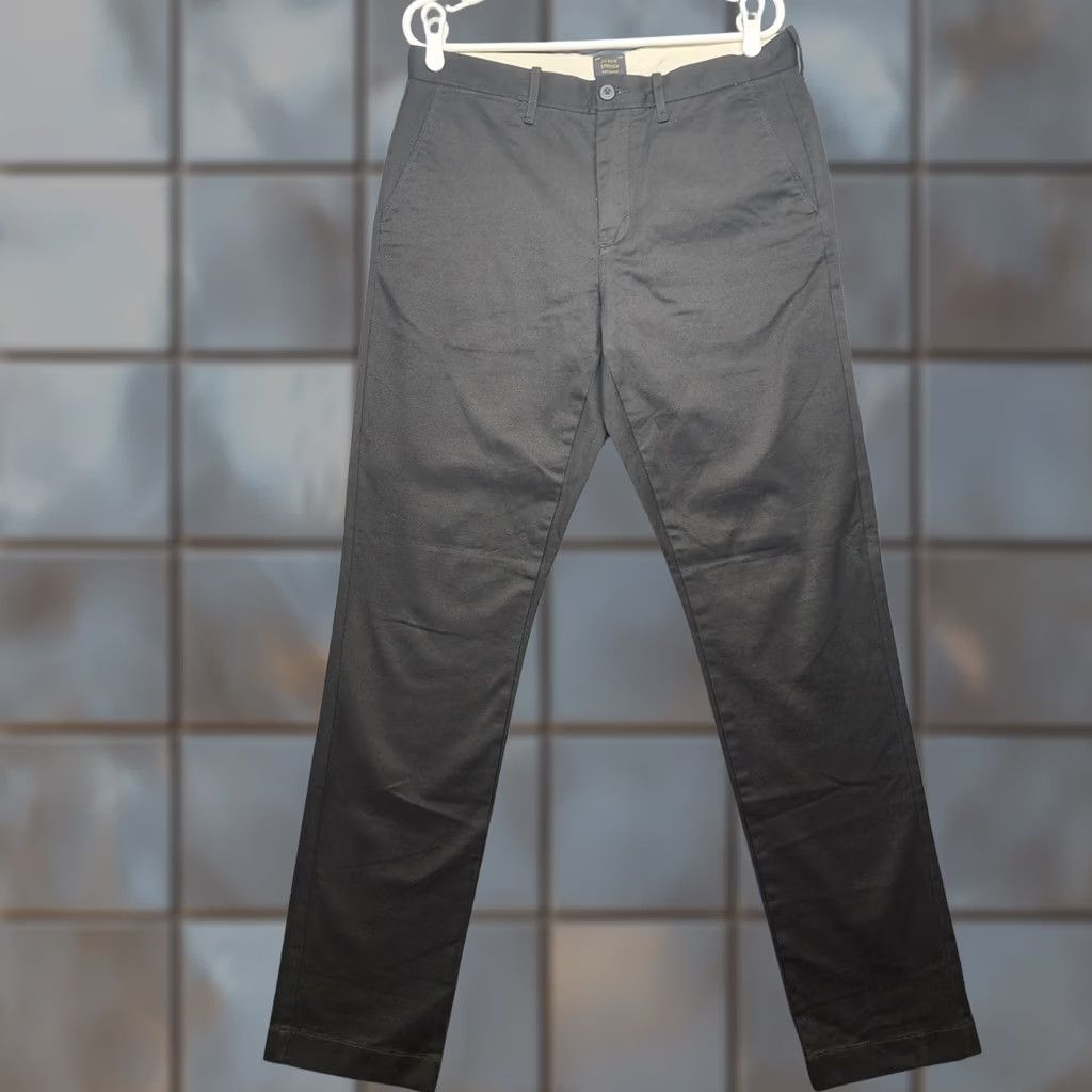 J.Crew J.CREW Pants Mens 33x33 Black Stretch Cotton Blend Tapered Leg Chino Zip Flat Front 5-Pocket Mens Regular Waist 33 Inseam 33in Size US 33 - 1 Thumbnail
