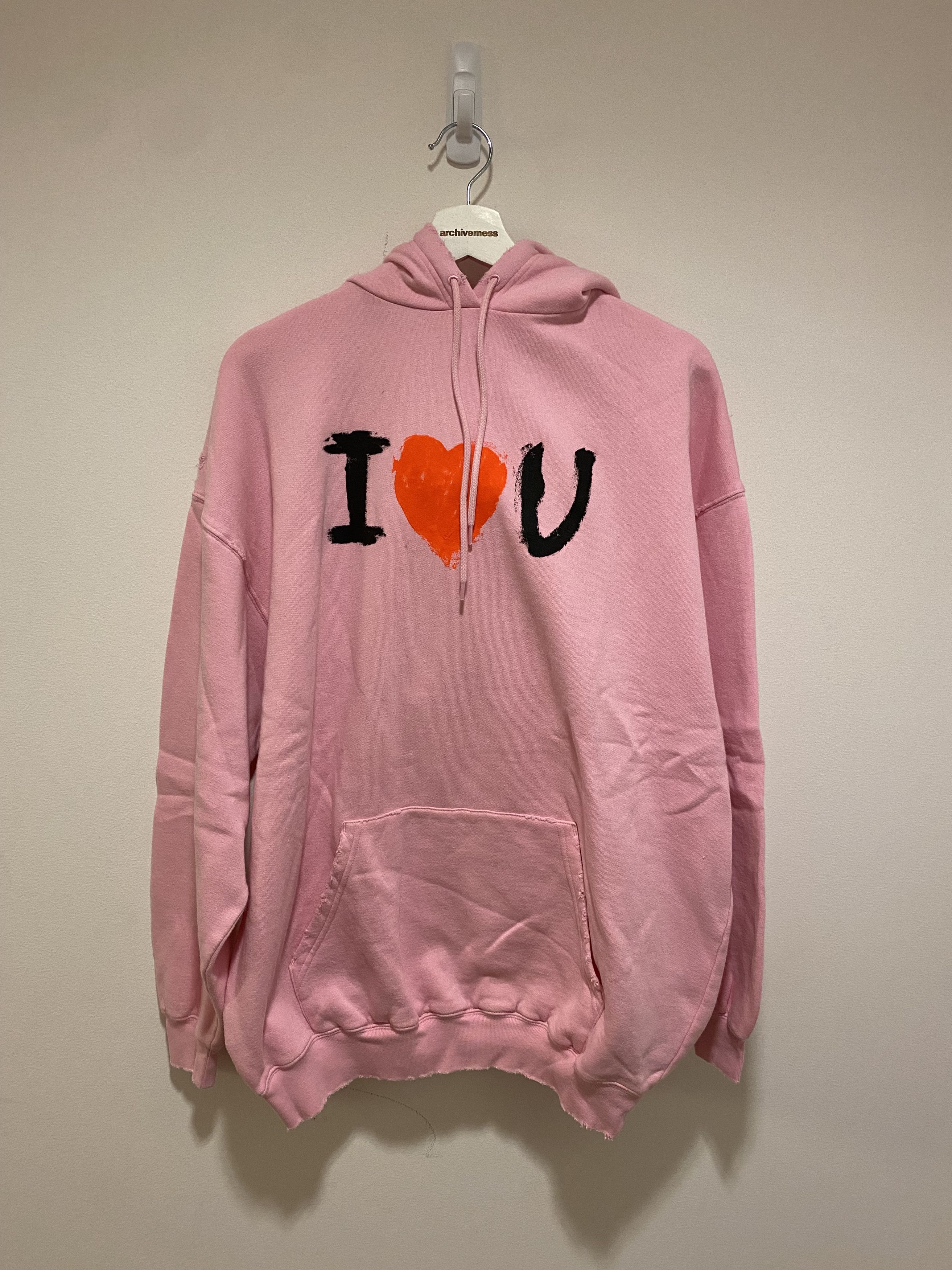 image of Balenciaga I Love You Hoodie in Pink, Men's (Size Small)