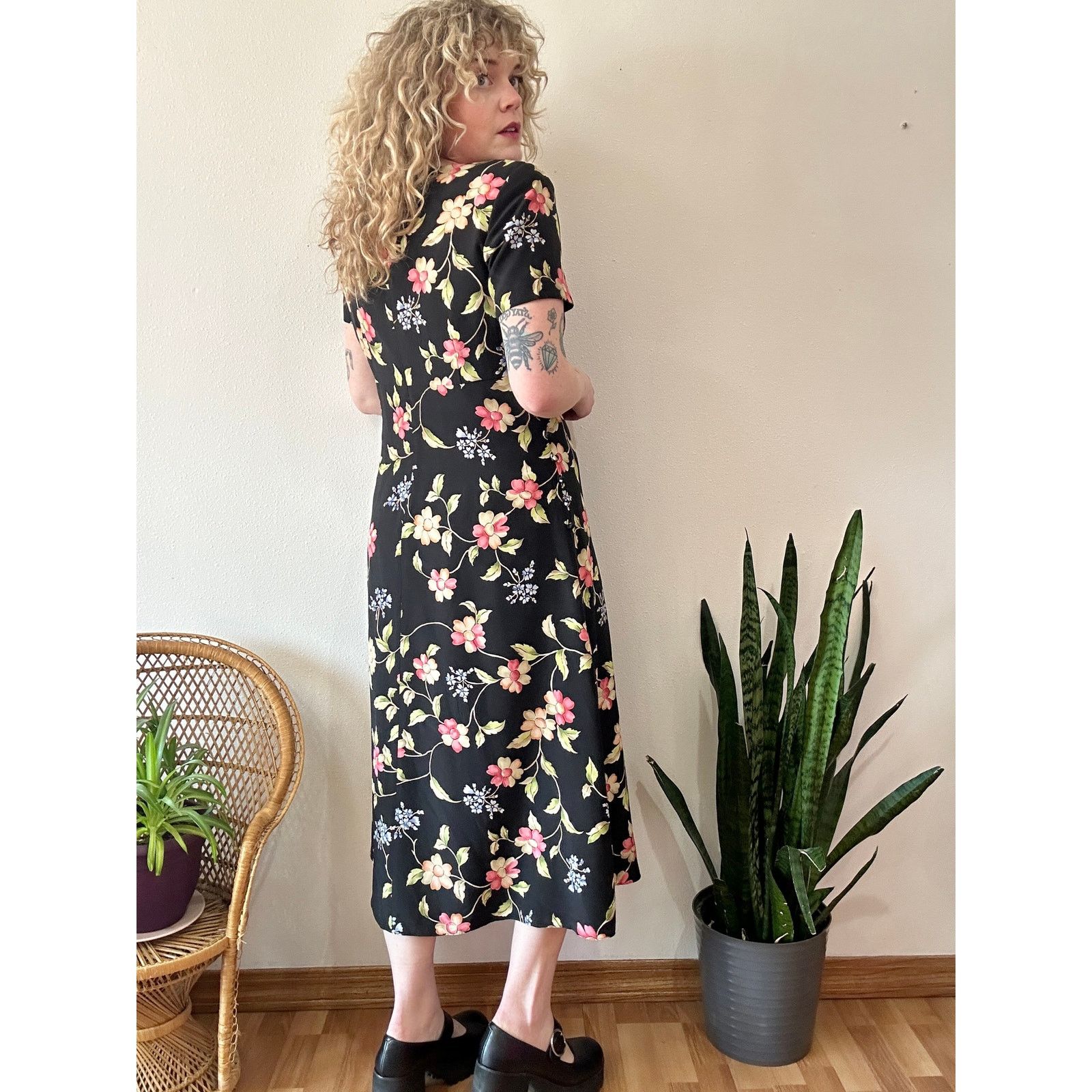 Vintage Late 90’s Whimsigoth Floral Silk Maxi Dress 14 Size XL / US 12-14 / IT 48-50 - 2 Thumbnail