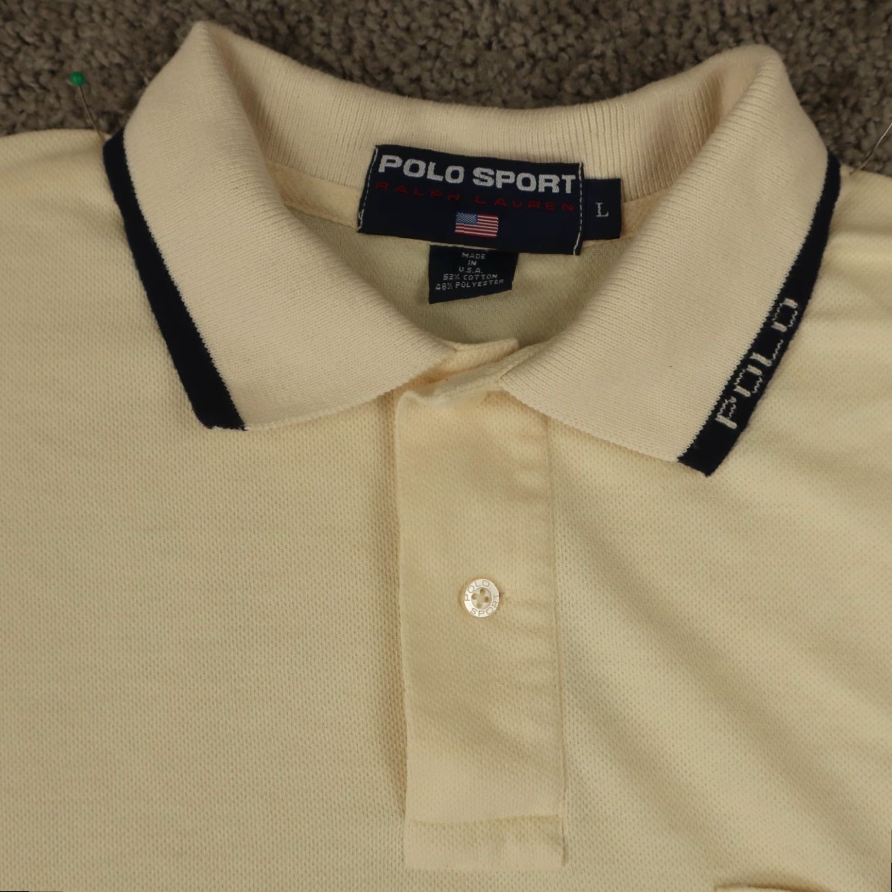 Ralph Lauren VINTAGE Ralph Lauren Polo Sport Shirt Mens L Light Yellow Rugby 90s Made In USA Size US L / EU 52-54 / 3 - 3 Thumbnail