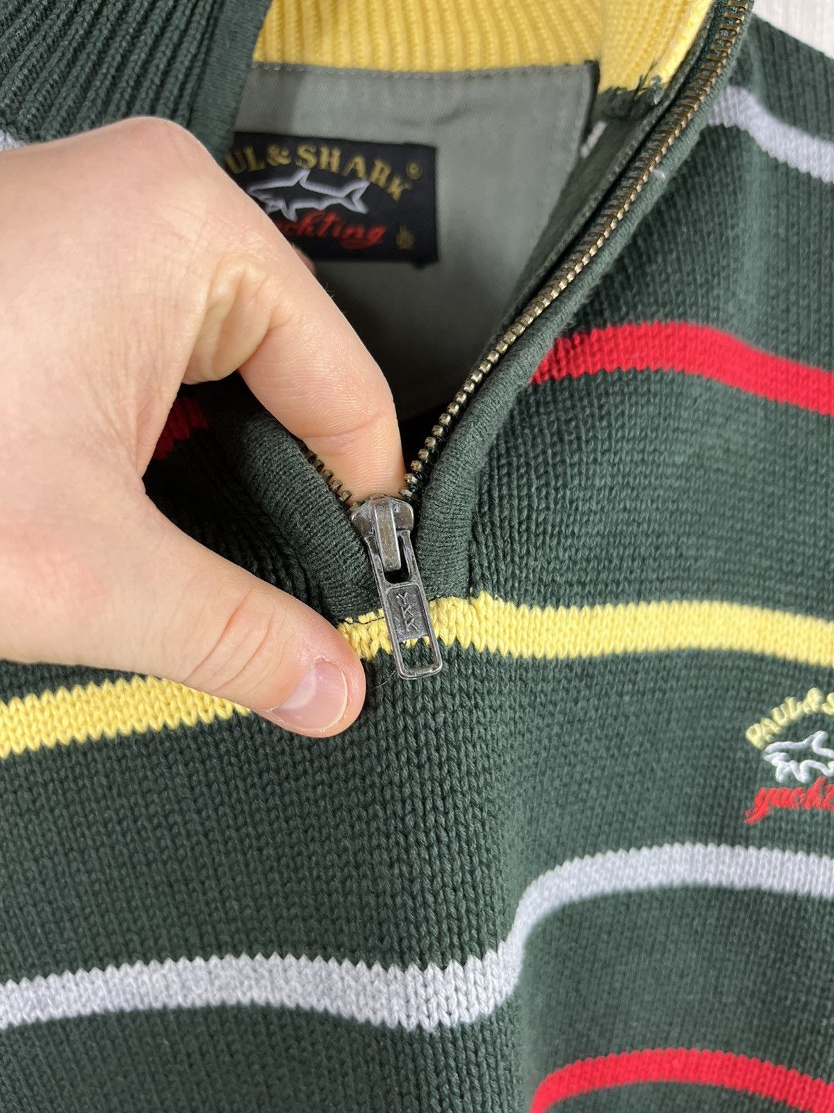 Paul & Shark × Vintage Paul & Shark vintage striped knit sweater half zip logo Size US L / EU 52-54 / 3 - 14 Thumbnail