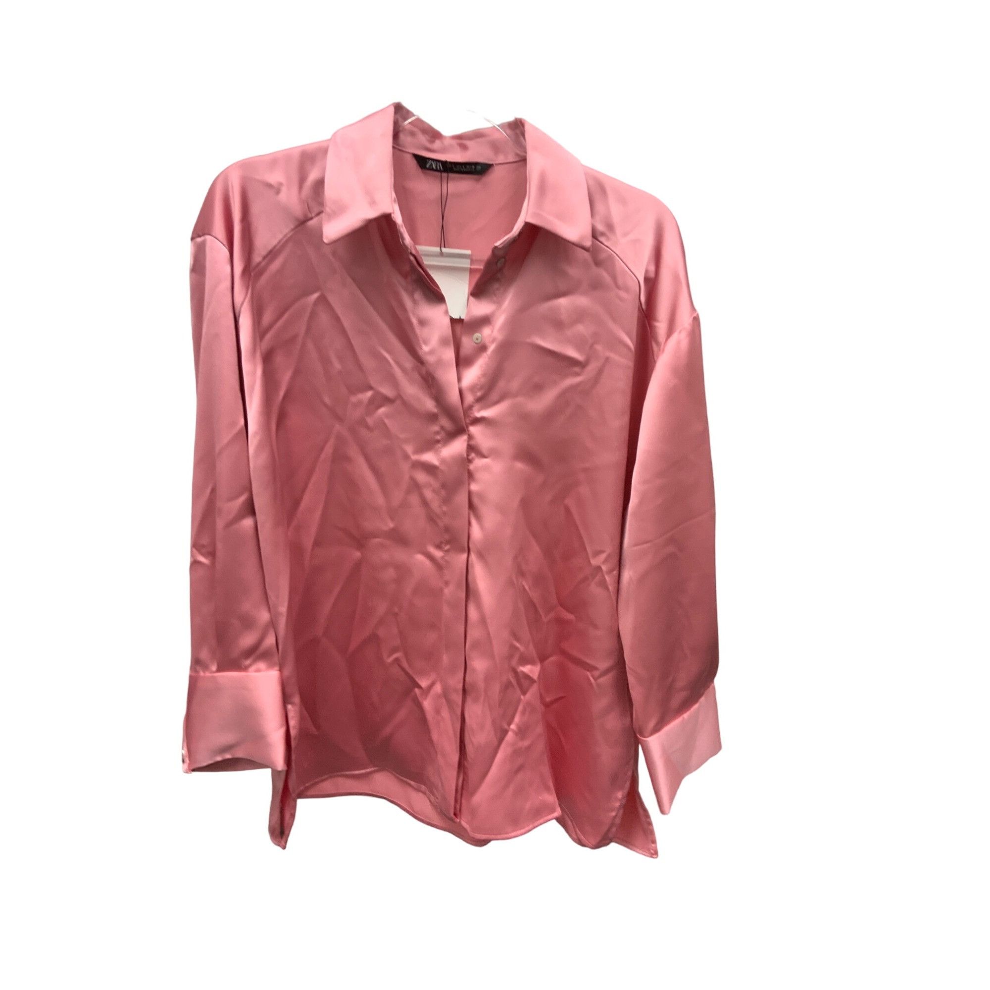 Zara Zara Buttoned Satin Effect Shirt Size S / US 4 / IT 40 - 3 Thumbnail