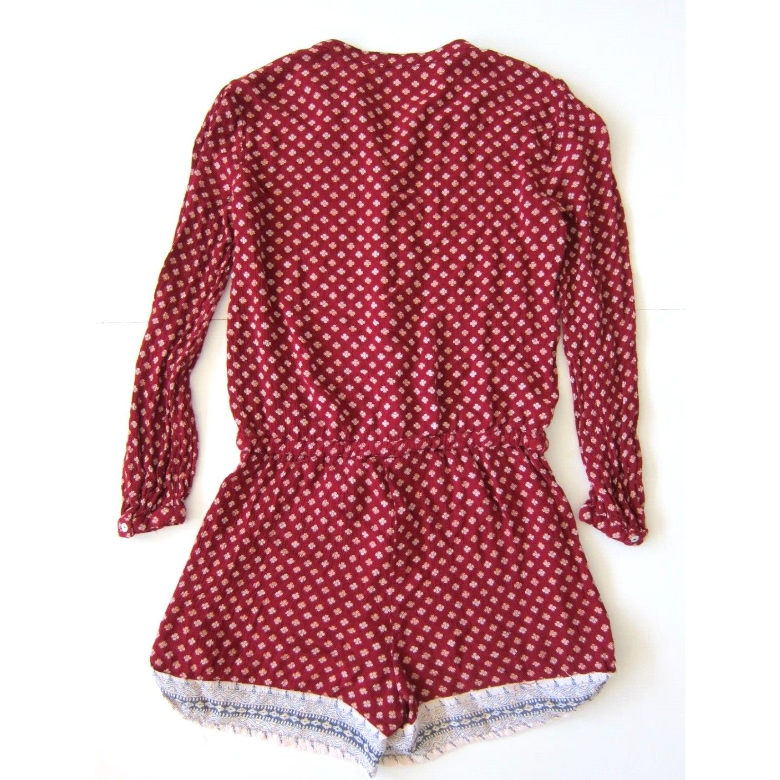 Mango Mango Casual Short Sleeve Jumpsuit Romper 100% Rayon Floral Red XS Women Size XS / US 0-2 / IT 36-38 - 2 Thumbnail