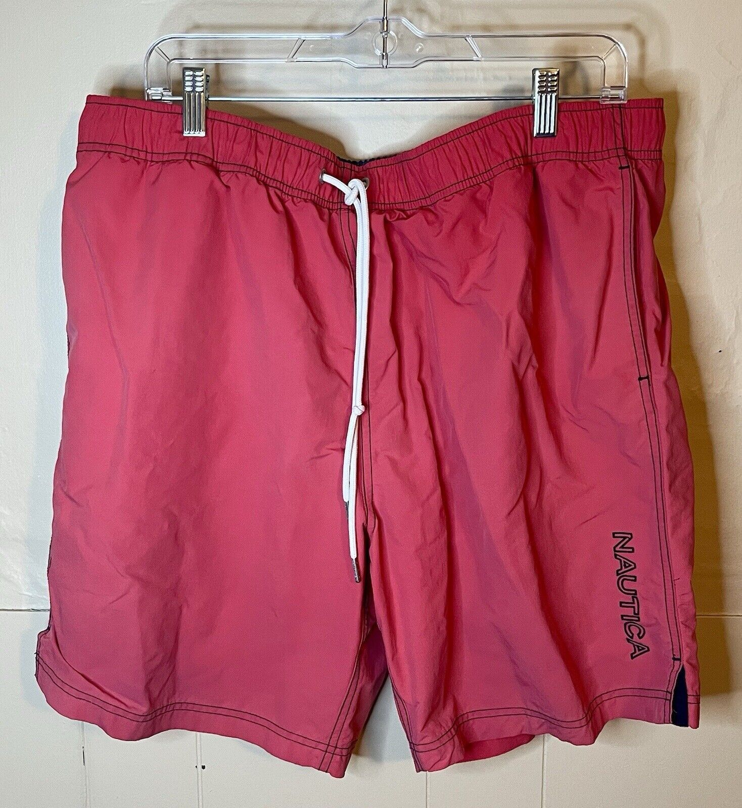 Nautica Nautica Mens L Red Salmon Quick Dry Swim Trunks Mesh Lined Size US 36 / EU 52 - 1 Thumbnail