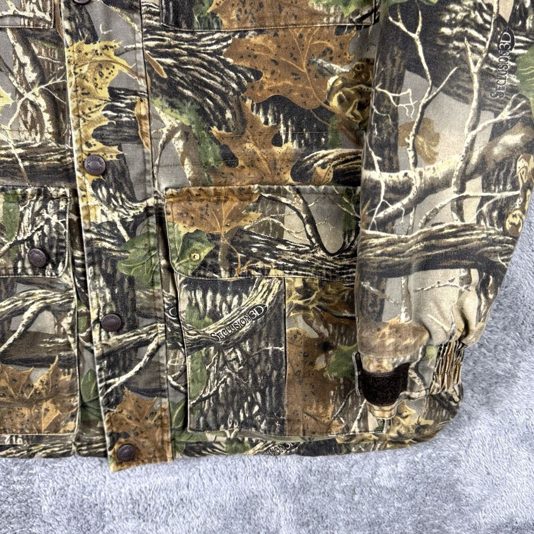 Vintage Cabela'S Mens Med Seclusion 3D Camouflage Hunting Jacket - Full Zip Quilt Lined Size US M / EU 48-50 / 2 - 2 Thumbnail