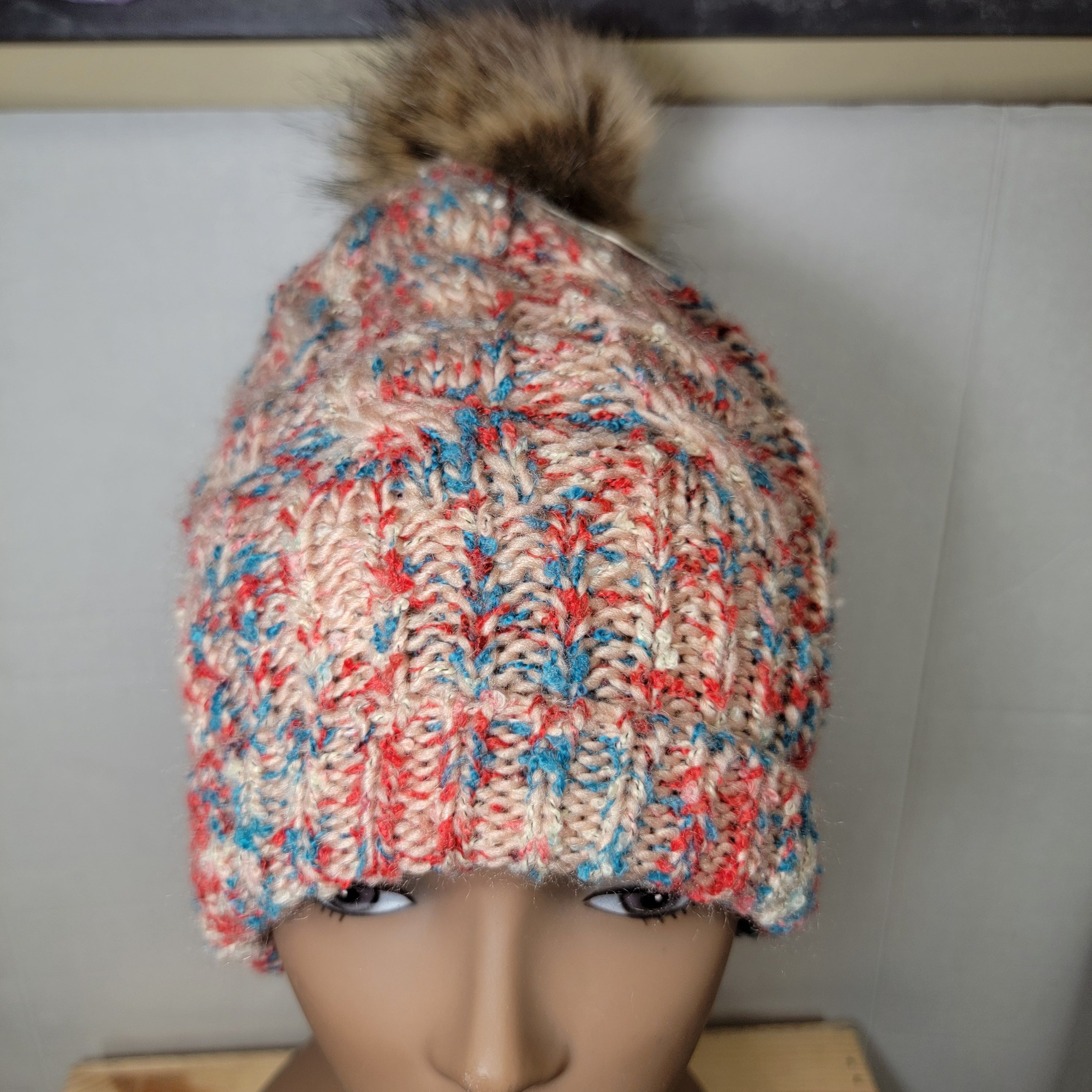 Other Apple Stars Thick Knit Beanie w/ Faux Fur Pom Pom - NWT Size ONE SIZE - 3 Thumbnail