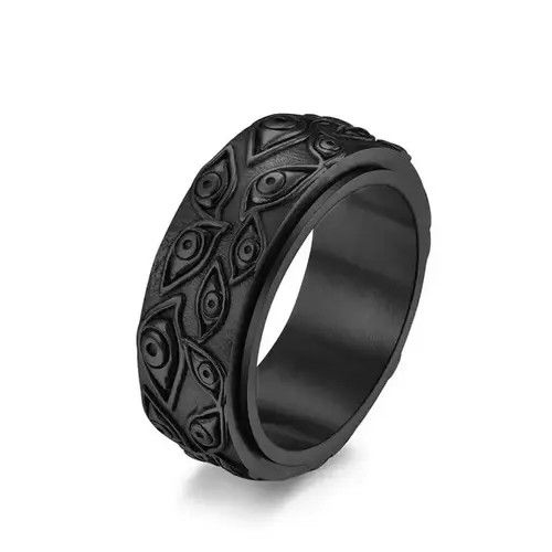 Japanese Brand × Vintage Carved Eyes Stainless Steel Unisex Ring Size ONE SIZE - 4 Thumbnail