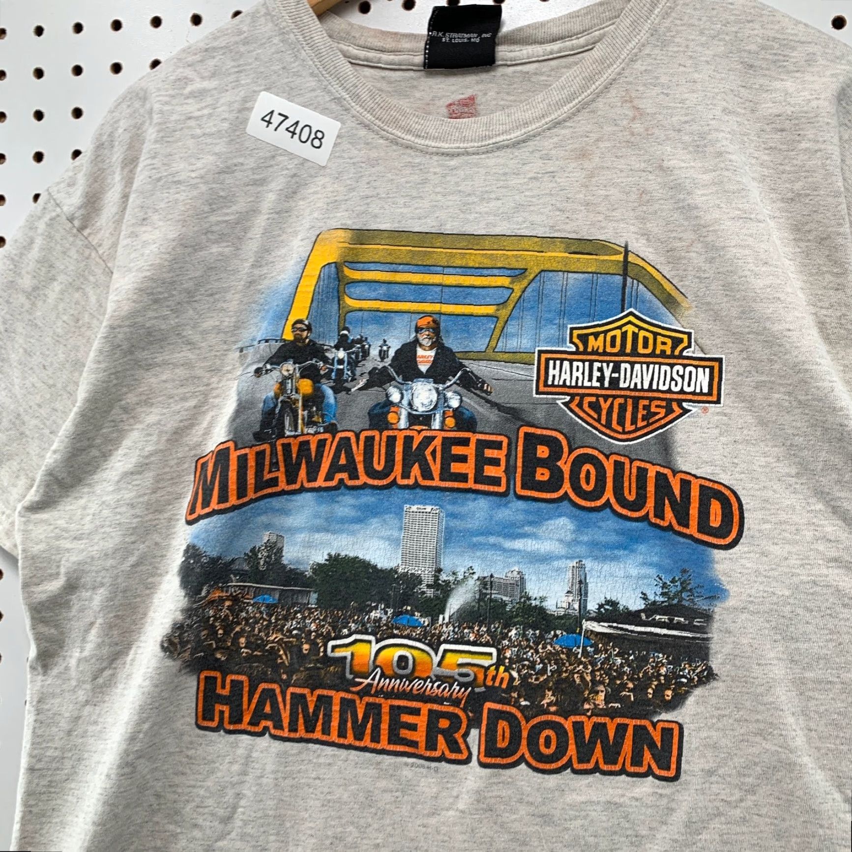 Harley Davidson Harley-Davidson T Shirt Mens Large Gray Milwaukee Bound Distressed Vintage Shirt Size US L / EU 52-54 / 3 - 7 Thumbnail
