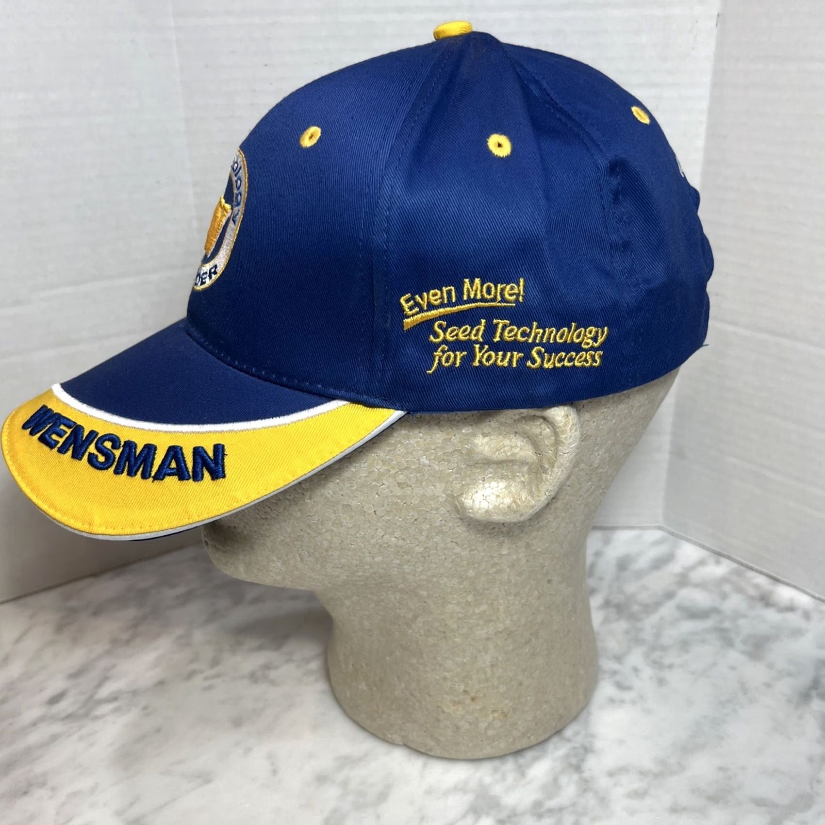 Vintage VINTAGE Wensman Seed Technology Hat Blue Gold Cap Strapback Minnesota Farm Mens One Size Size ONE SIZE - 3 Thumbnail