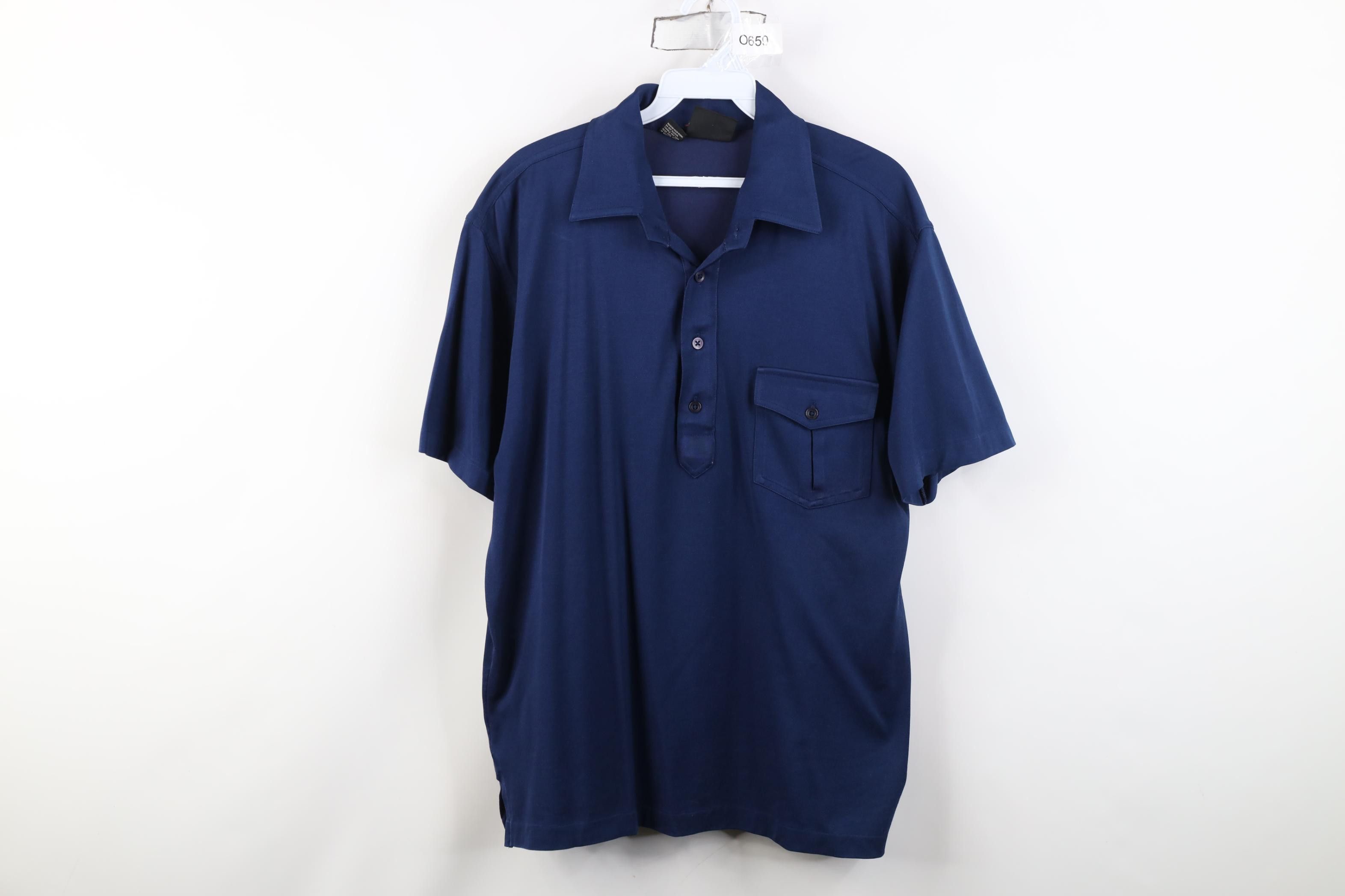 Vintage Vintage 70s Streetwear Collared Golf Polo Shirt Navy Blue Size US XL / EU 56 / 4 - 1 Thumbnail