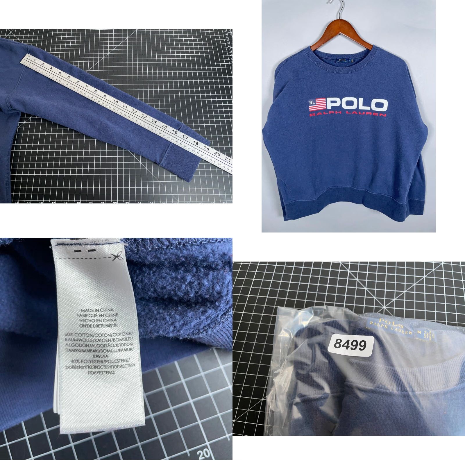Polo Ralph Lauren Polo Ralph Lauren Sweatshirt Adult Medium Dark Blue Flag Spell Out Graphic Crew Neck Long Sleeve Boxy Fit Size US M / EU 48-50 / 2 - 8 Thumbnail