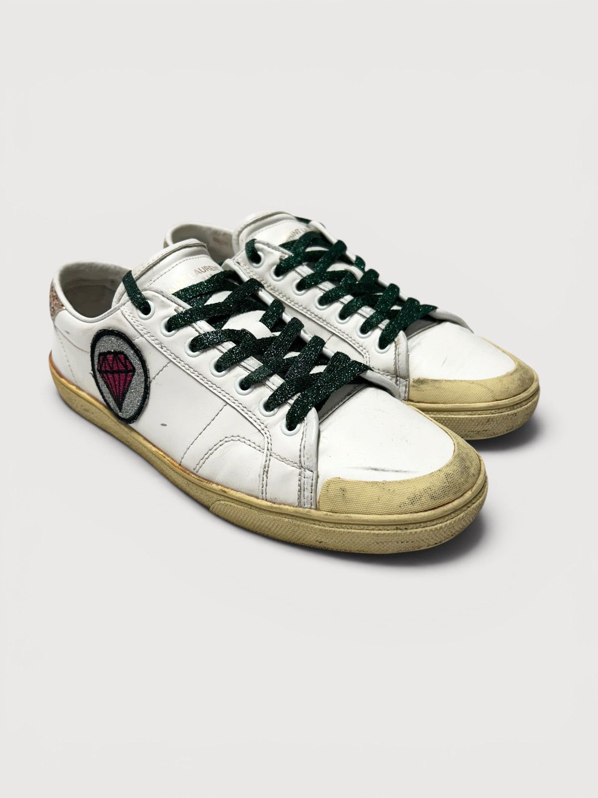 Saint Laurent Paris SS2016 Court Classic “Surf Sound” Diamond Patch Sneakers Size US 8 / EU 41 - 1 Thumbnail