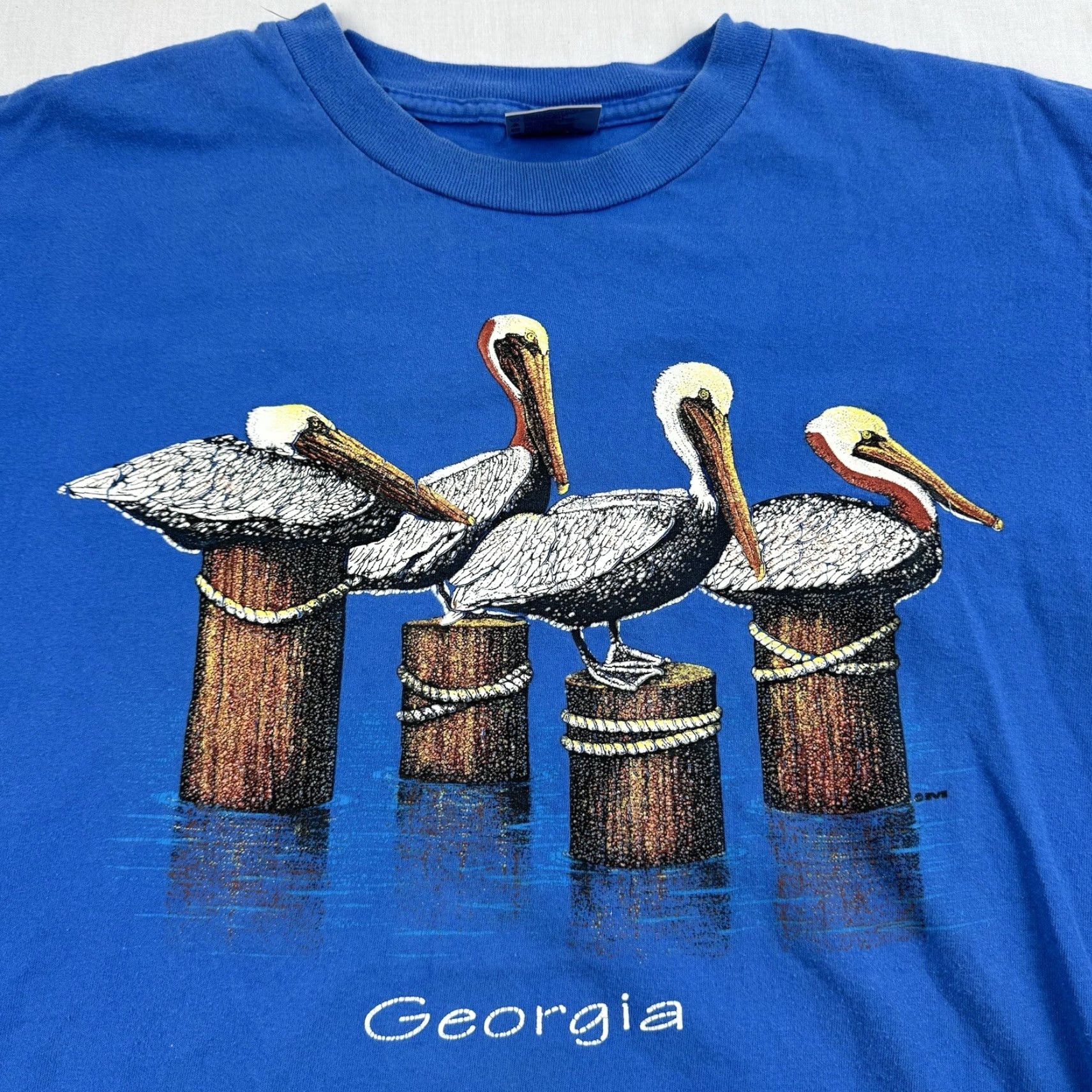 Vintage VINTAGE Oneita Georgia Shirt Adult Large Blue 90s Animals Nature Mens T-Shirt Size US L / EU 52-54 / 3 - 2 Thumbnail