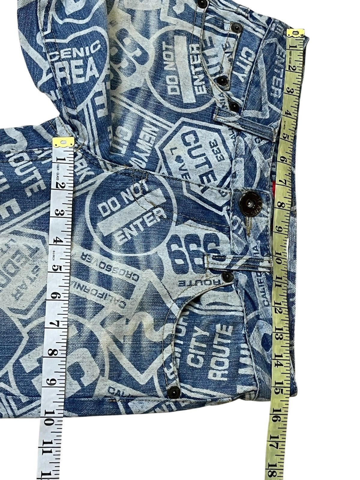 Le Grande Bleu (L.G.B.) Sick japanese subculture W.A.Z.P fullprint route 666 jeans Size US 30 / EU 46 - 14 Thumbnail