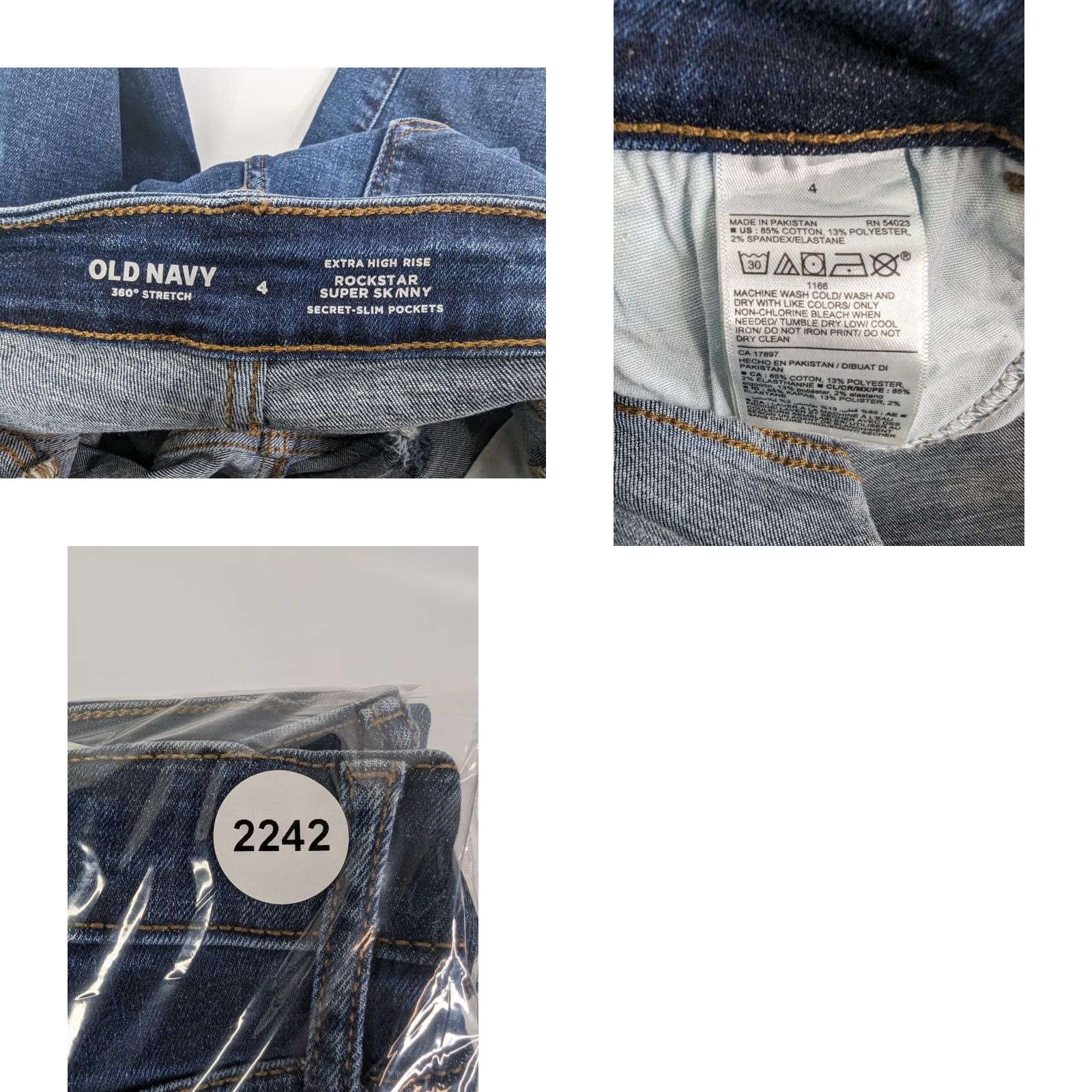 Old Navy Old Navy Jeans Skinny Rockstar 360 Stretch Extra High-Rise Distressed Sz 4 Blue Denim Womens Jeans Size 27" / US 4 / IT 40 - 8 Thumbnail
