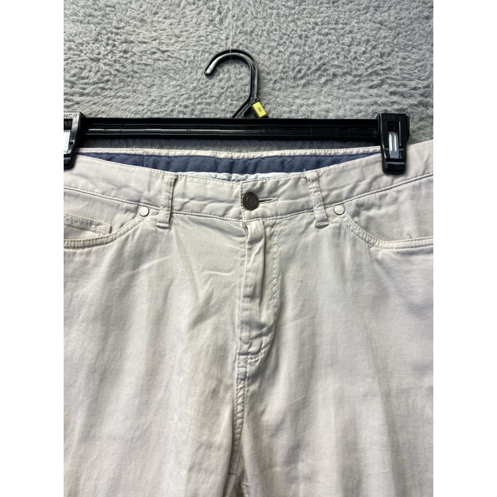 Peter Millar PETER MILLAR Mens Pants 33 X 32 Ivory Golf 5-Pocket Khakis Modern Classic Fit Mens Size US 33 - 2 Thumbnail