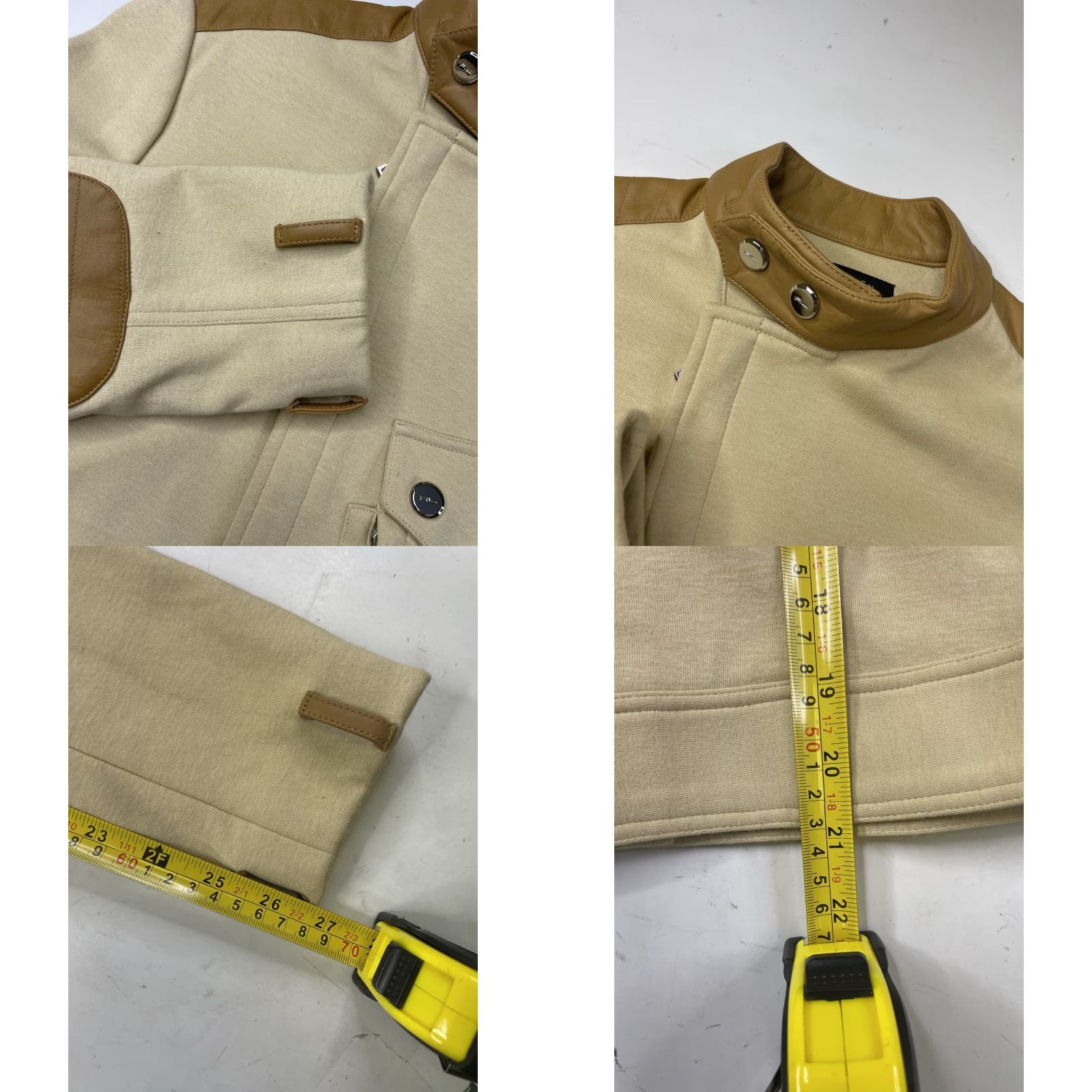 Ralph Lauren VINTAGE Ralph Lauren Black Label Jacket Women 6 Beige Leather Cafe Racer Motorcycle Coat Size M / US 6-8 / IT 42-44 - 8 Thumbnail