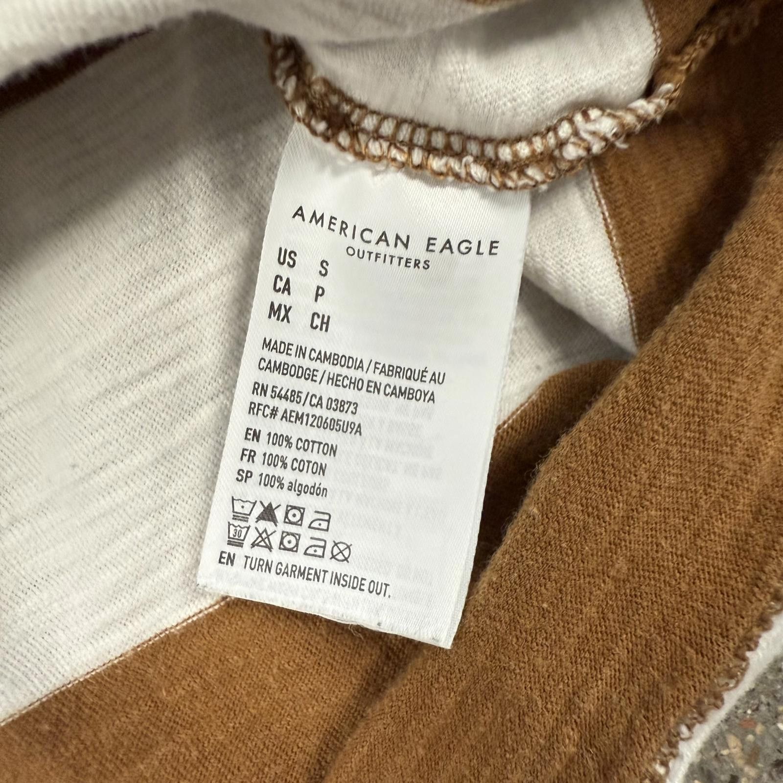 American Eagle Outfitters Single Stitch American Eagle Logo Striped T-Shirt - S Size US L / EU 52-54 / 3 - 5 Thumbnail