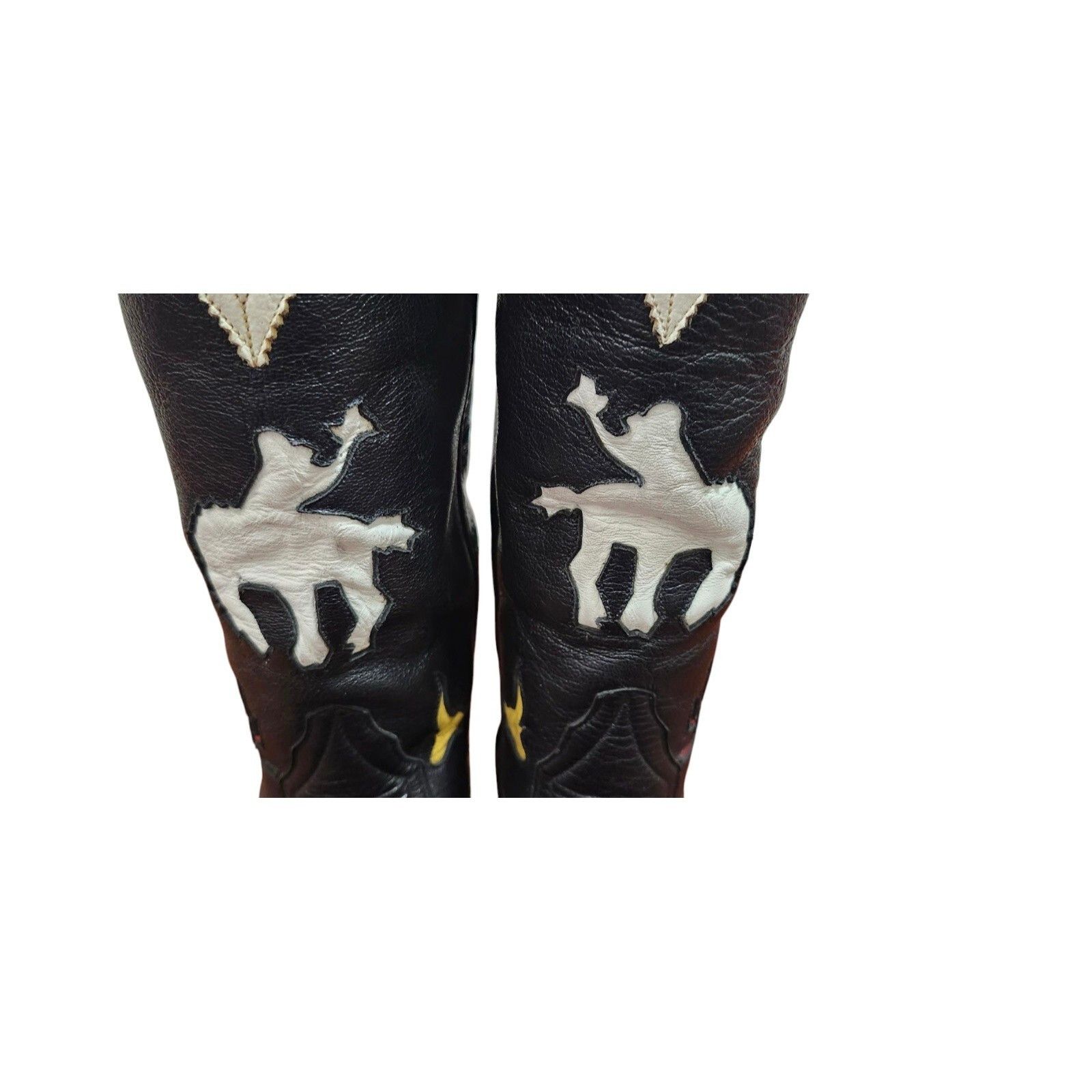 Larry Mahan Larry Mahan Rodeo Black White Red Cowgirl Cowboy Boots Size US 7 / IT 37 - 13 Thumbnail