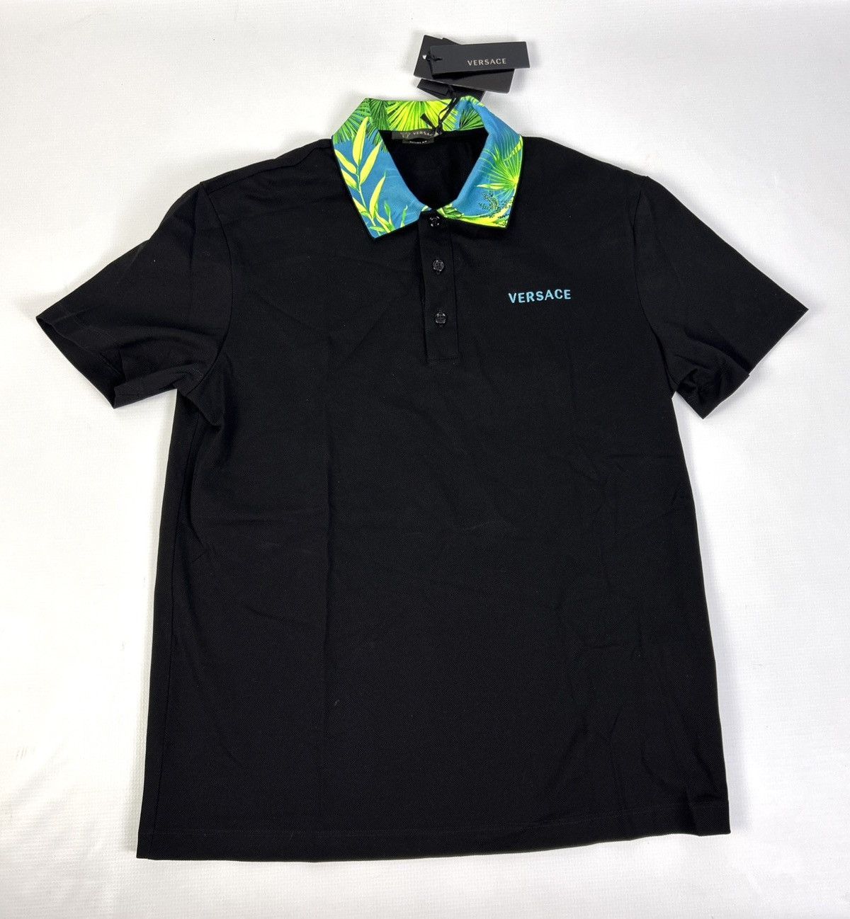 Versace Versace Men's Black Polo M Pique Logo Satin Collar Italy NWT Size US M / EU 48-50 / 2 - 6 Thumbnail