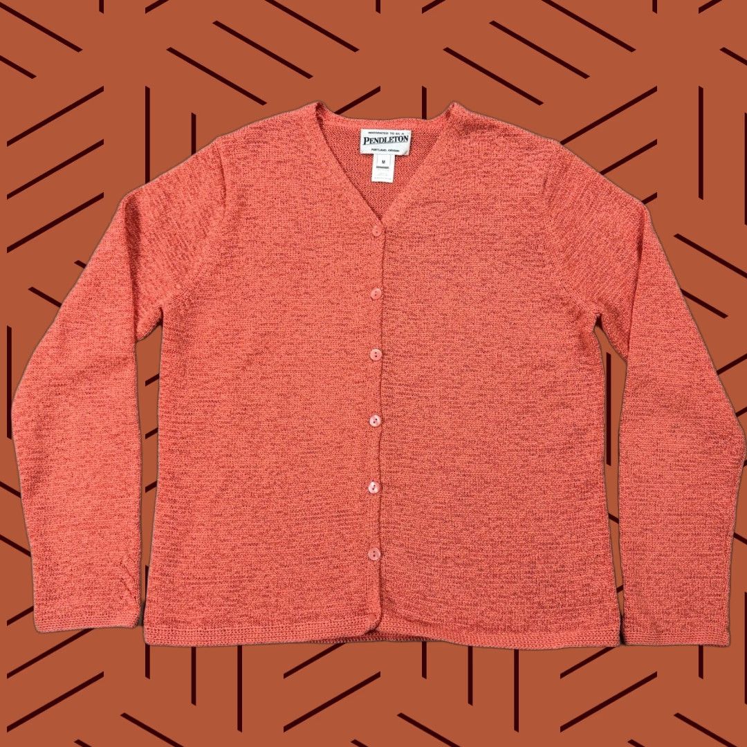 Pendleton Pendleton Women's Cardigan Knit V-Neck Sweater Pink Coral Button Front M Size M / US 6-8 / IT 42-44 - 1 Thumbnail