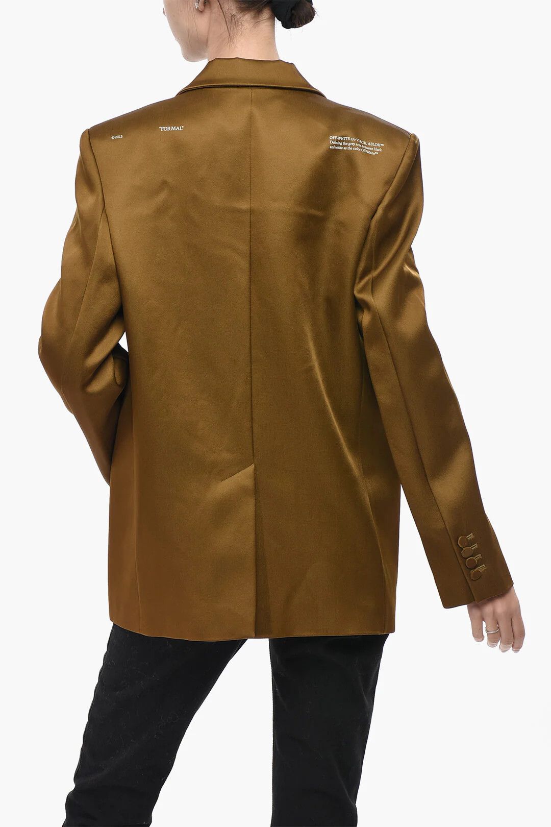 Off-White og1mm0426 Formal Satin Blazer in Military Green Size S / US 4 / IT 40 - 2 Thumbnail