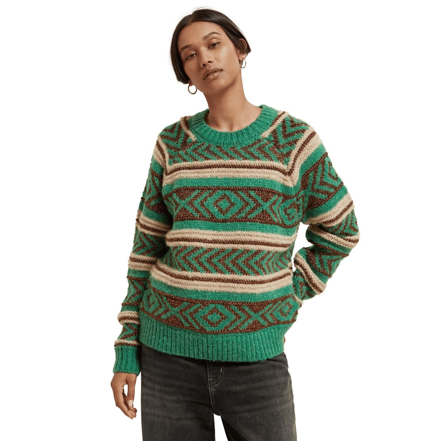 Scotch & Soda Scotch & Soda Sz Small Green Fair Isle Knit Pullover Sweater Size S / US 4 / IT 40 - 1 Thumbnail