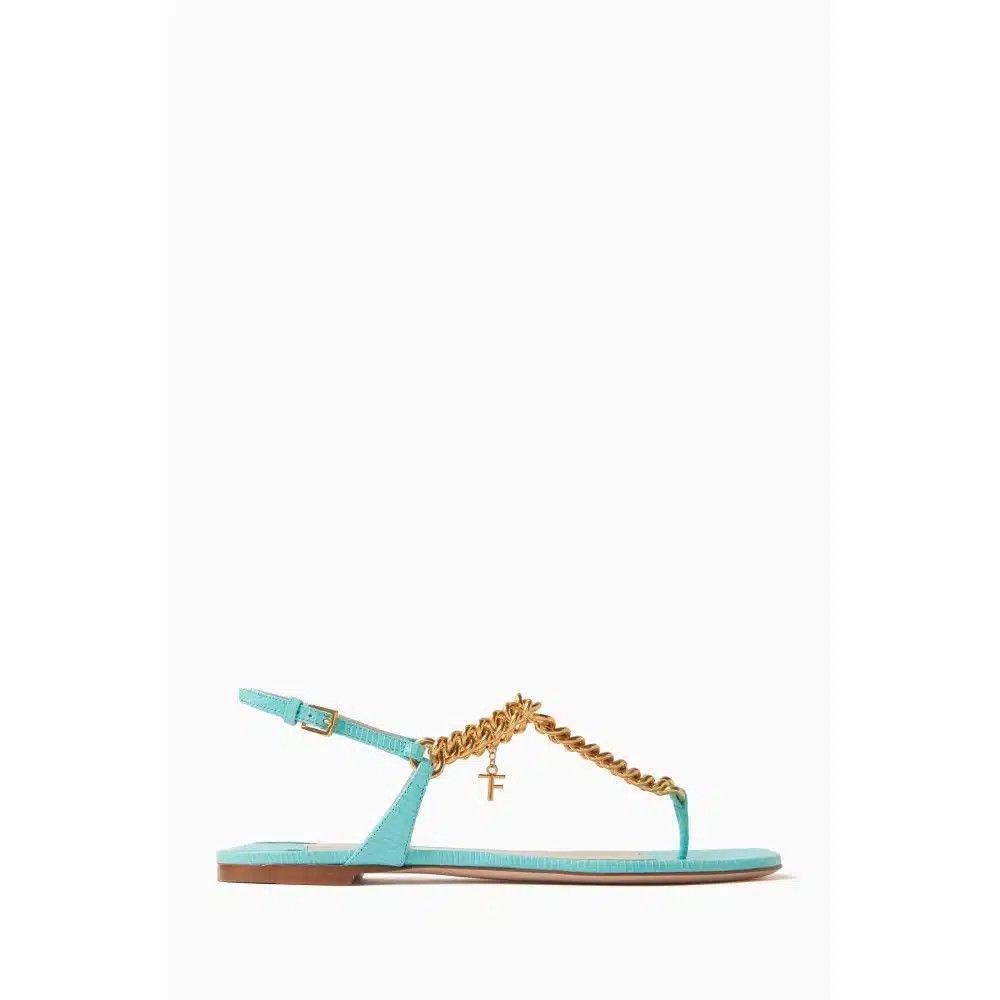 Tom Ford o1loc1c0625 W3359 Thong Leather Sandals in Light Blue Size US 7 / IT 37 - 1 Thumbnail