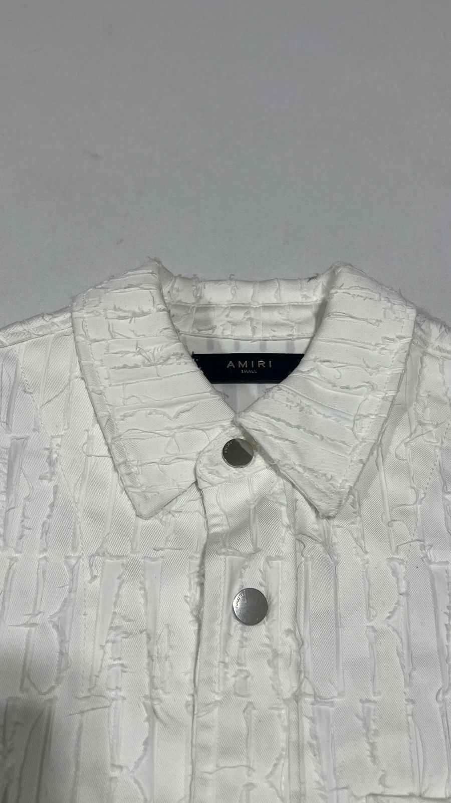 Amiri Amiri Logo Frayed White Button Up Size US S / EU 44-46 / 1 - 5 Thumbnail