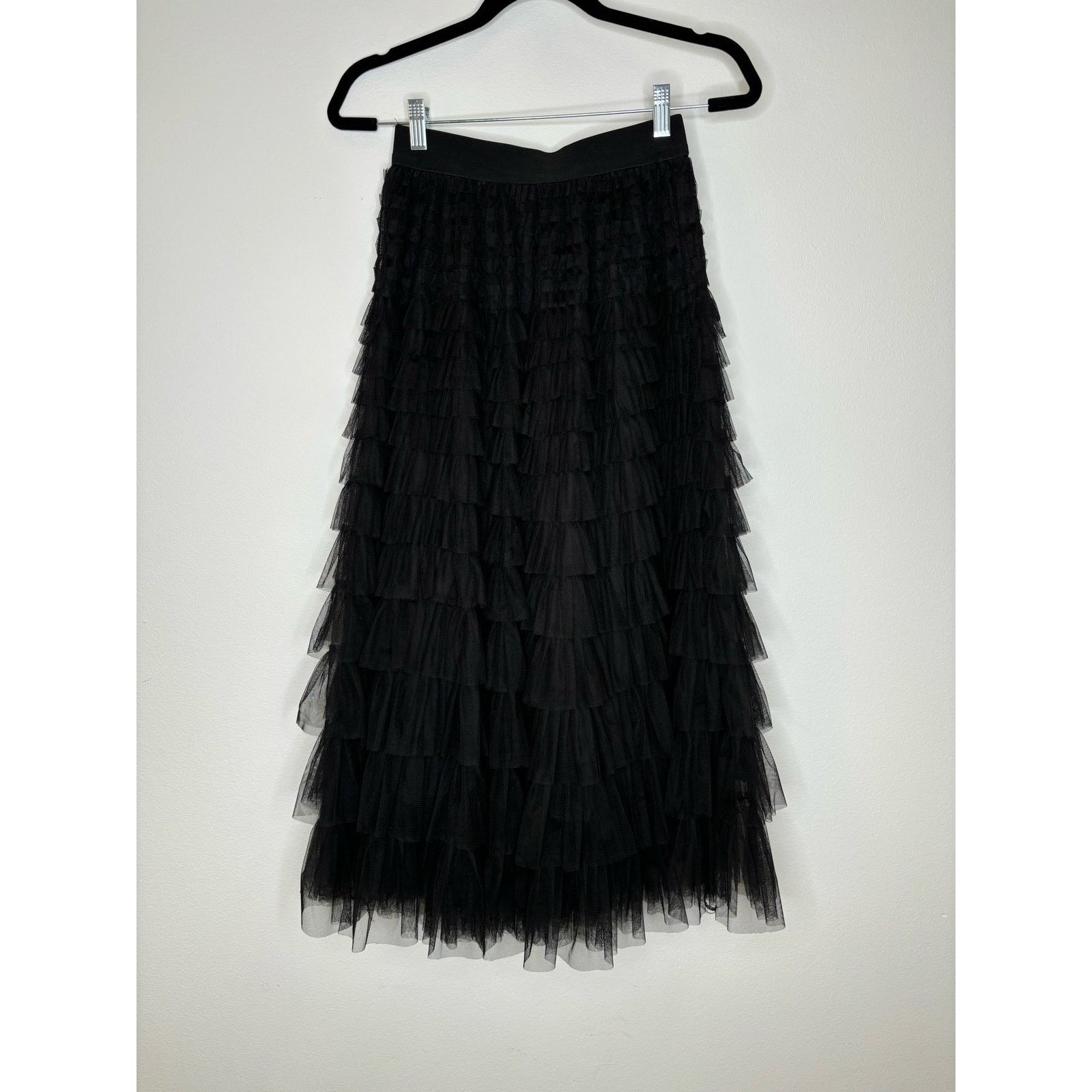 & Other Stories Tulle black mesh ruffle skirt Size 28" / US 6 / IT 42 - 1 Thumbnail