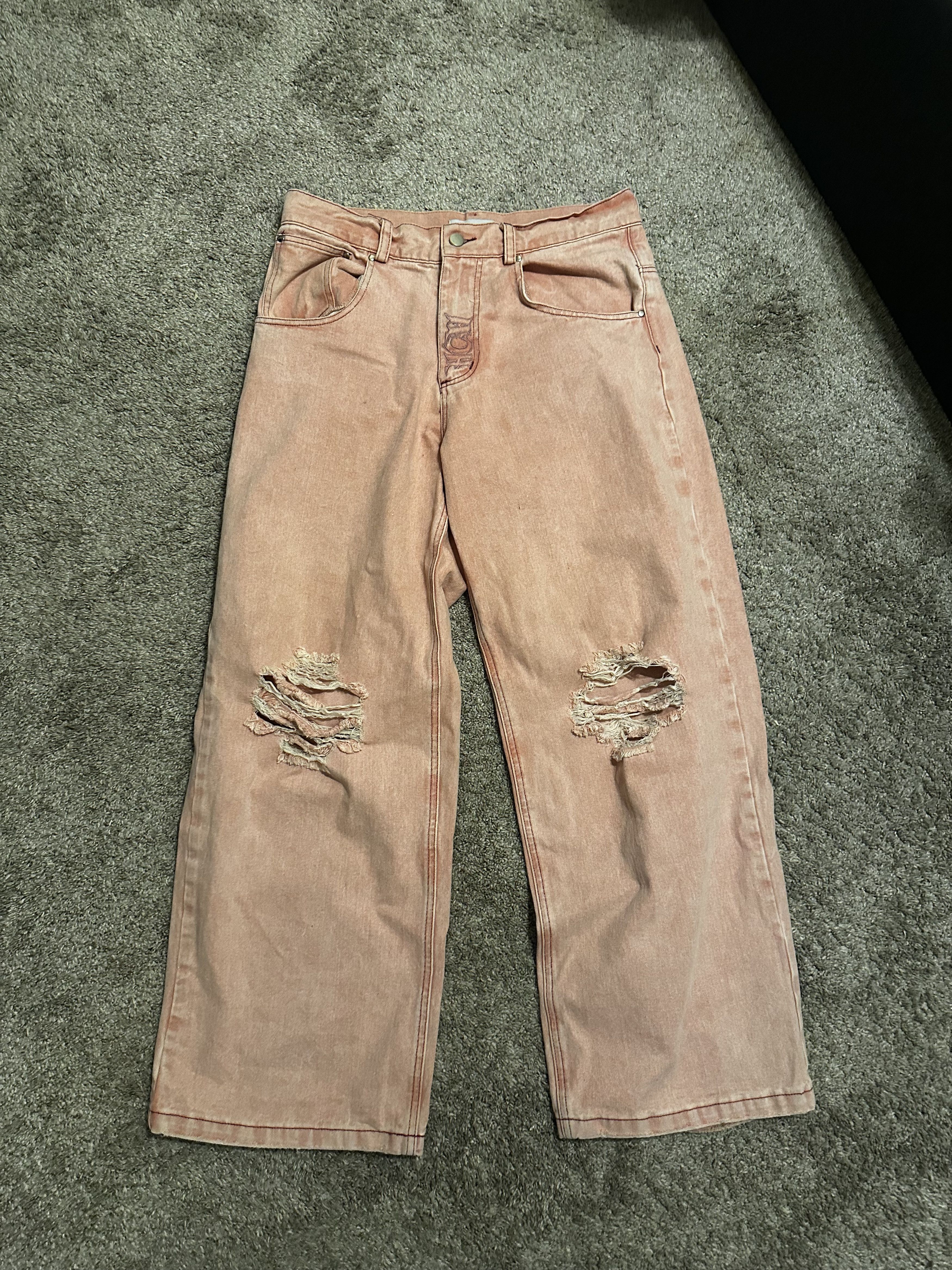 Other Heaven Can Wait Acid Wash Pink Distressed Jeans M Size 28" / US 6 / IT 42 - 1 Thumbnail